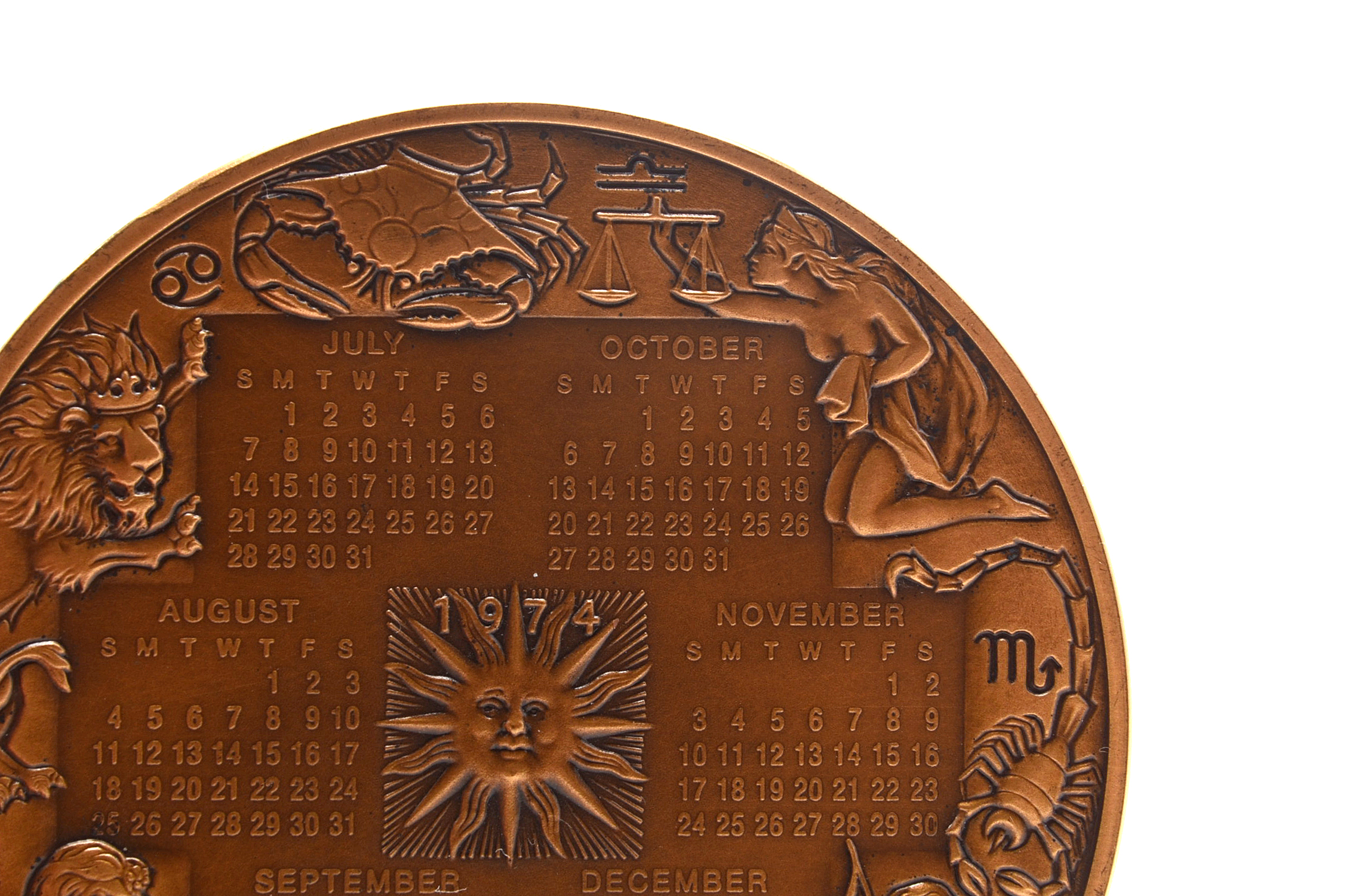 The Franklin Mint 1974 Bronze Calendar Art Medal