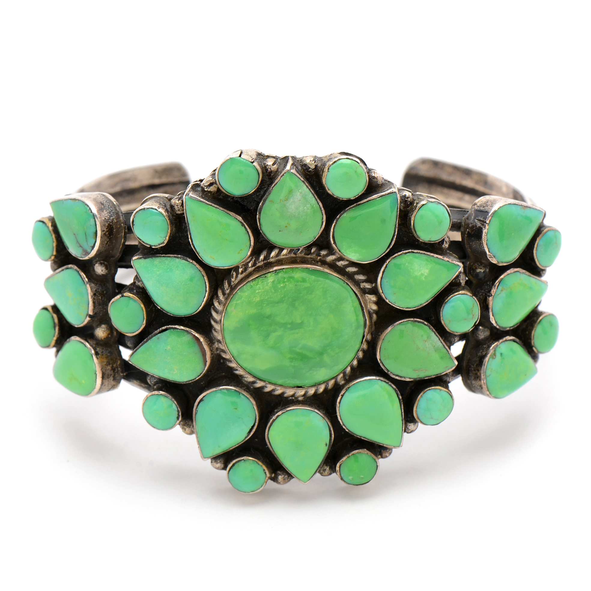 Native American Style Sterling Silver Gaspeite Cuff