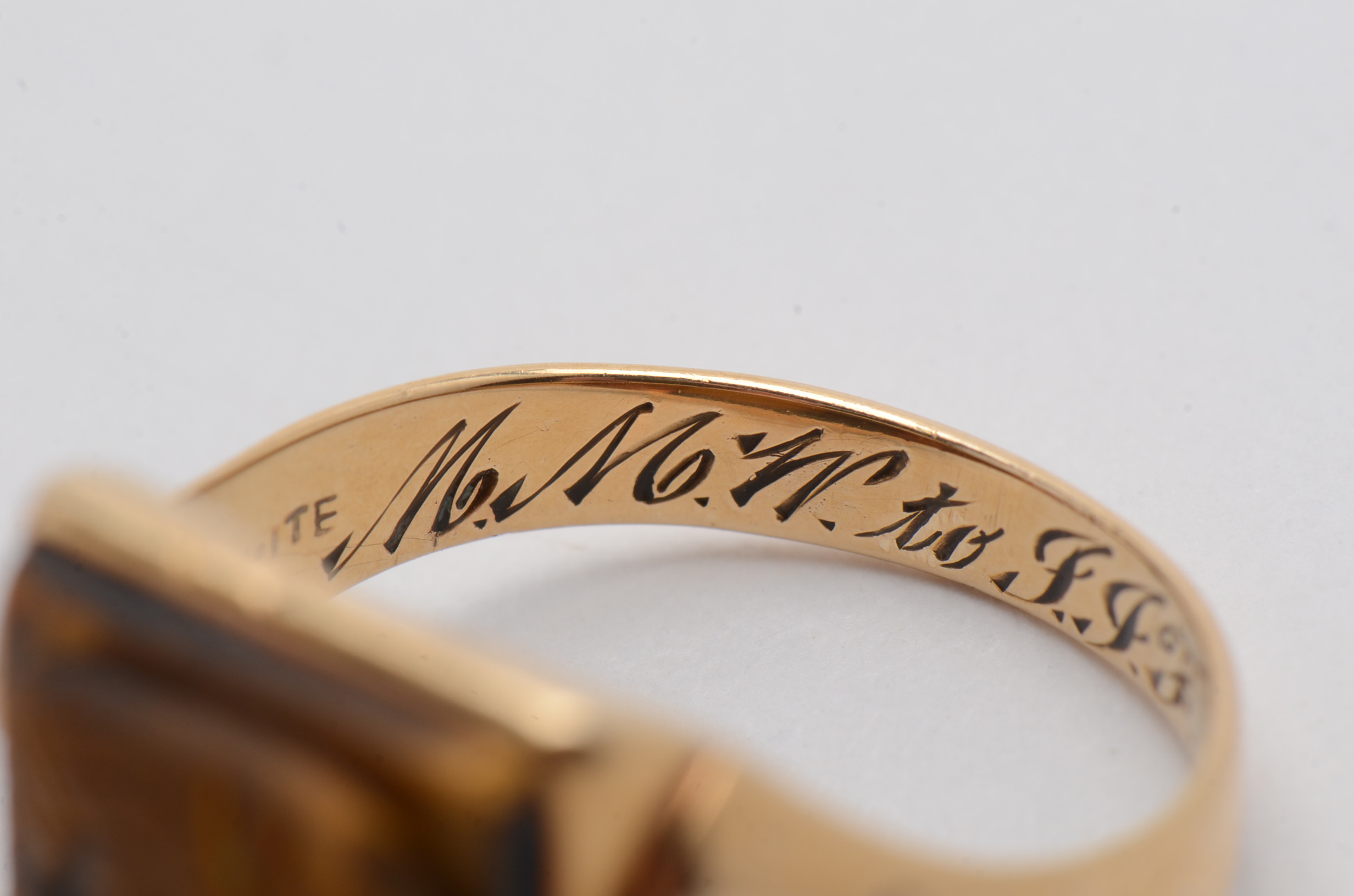 10K Yellow Gold Rectangular Tiger's Eye Cameo Ring