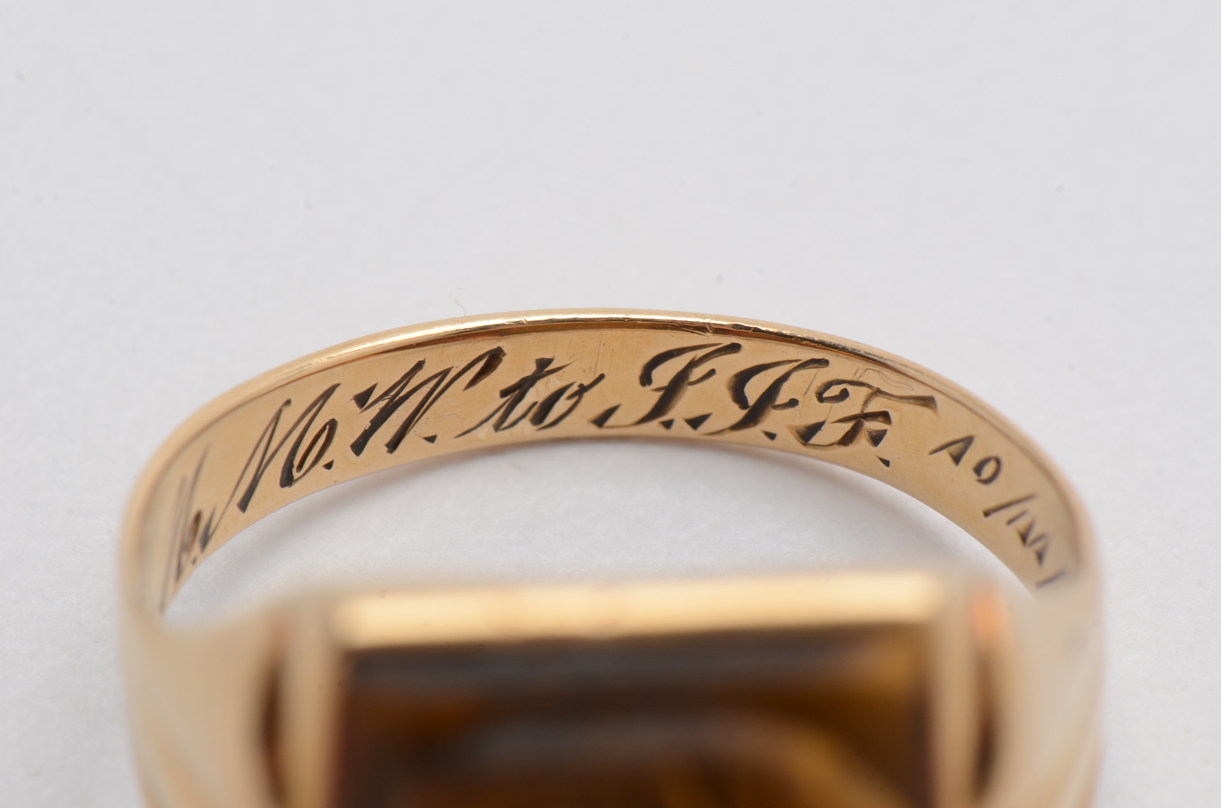 10K Yellow Gold Rectangular Tiger's Eye Cameo Ring