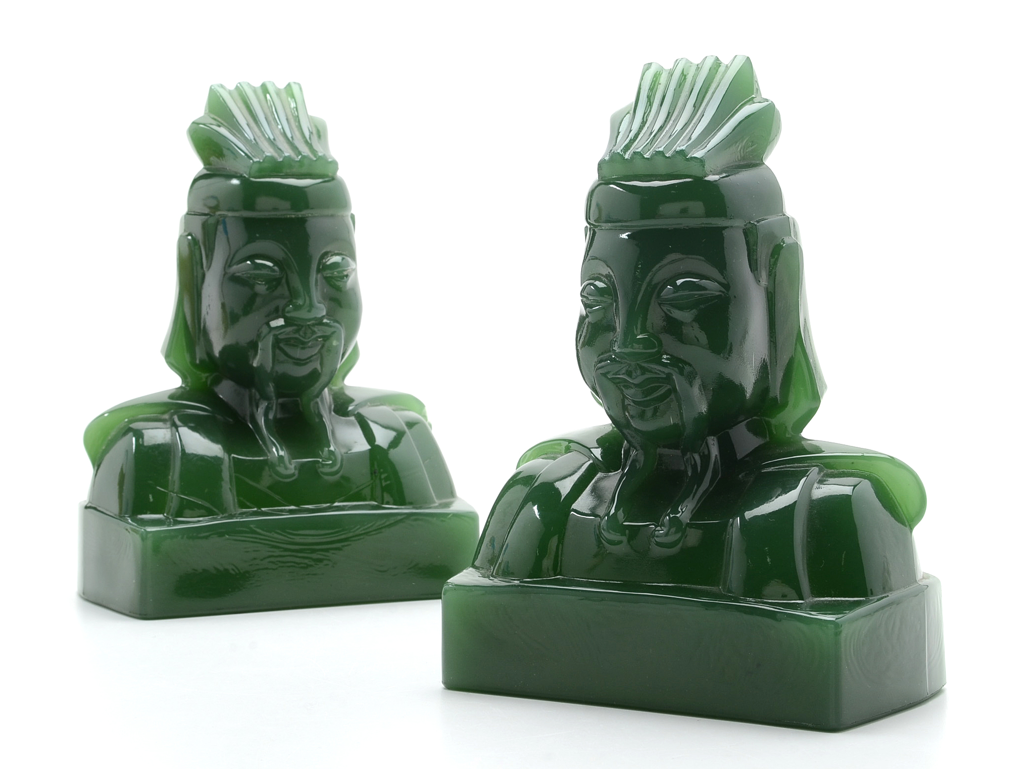 Vintage Imperial Glass Cathay Jade "Lu Tung" Bookends