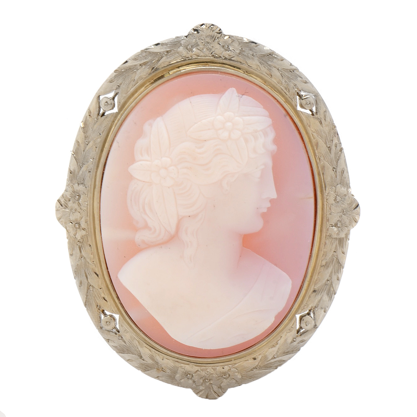 Vintage 18K Yellow Gold Carved Agate Cameo Brooch