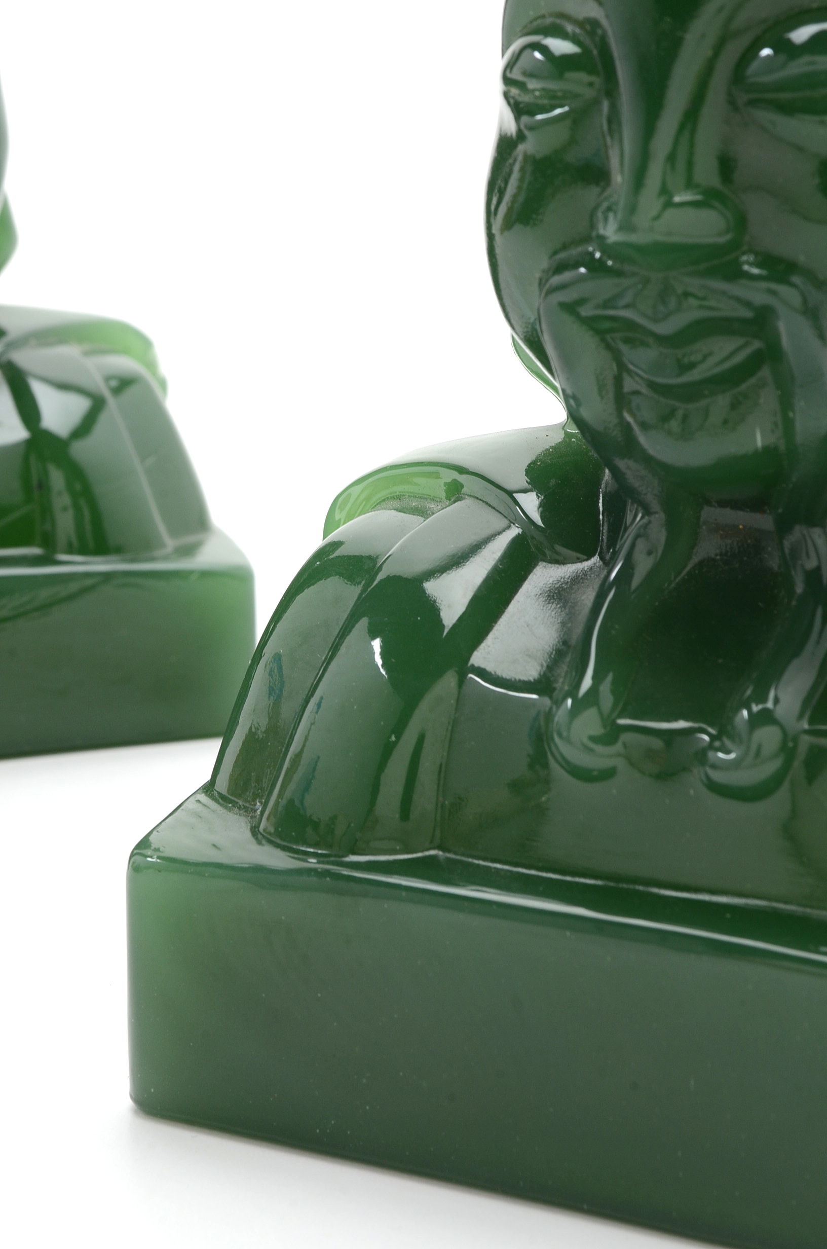 Vintage Imperial Glass Cathay Jade "Lu Tung" Bookends