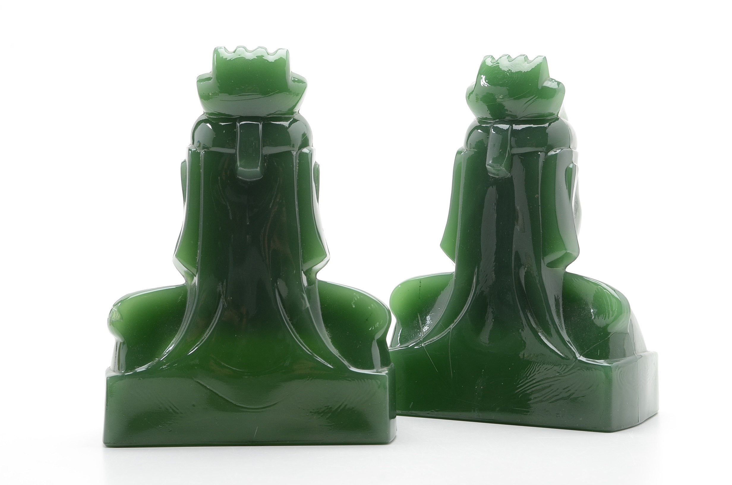 Vintage Imperial Glass Cathay Jade "Lu Tung" Bookends