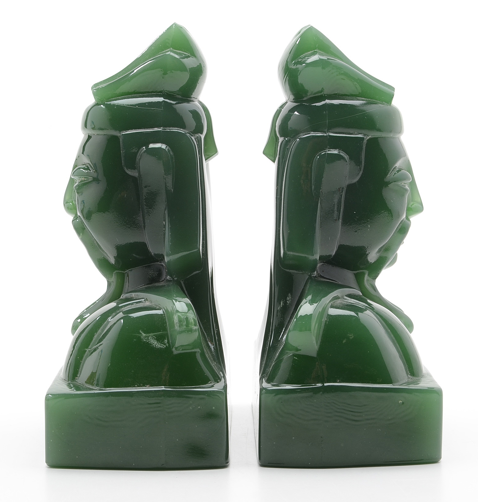 Vintage Imperial Glass Cathay Jade "Lu Tung" Bookends