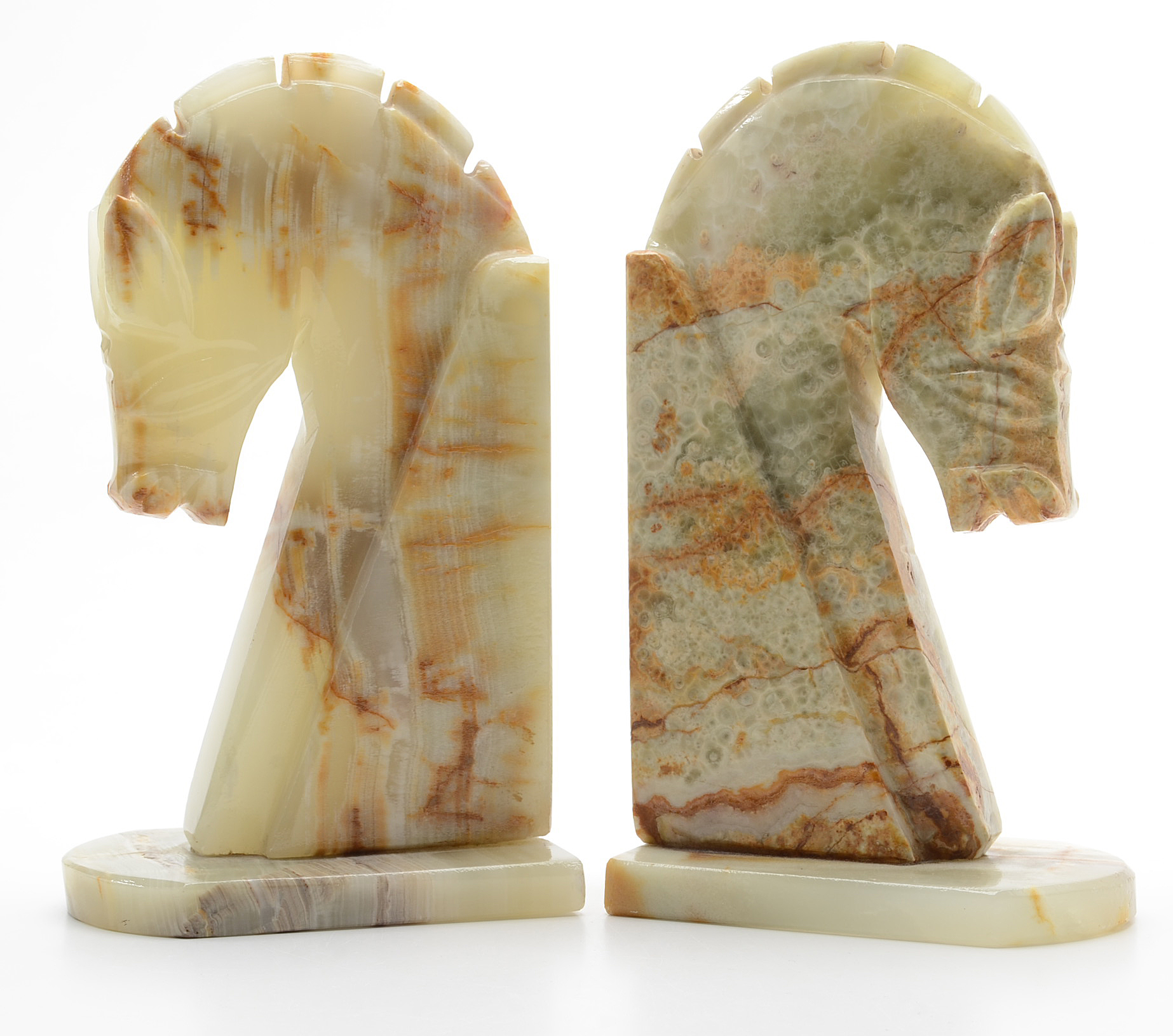 Art Deco Carved Agate Horse Head Bookends