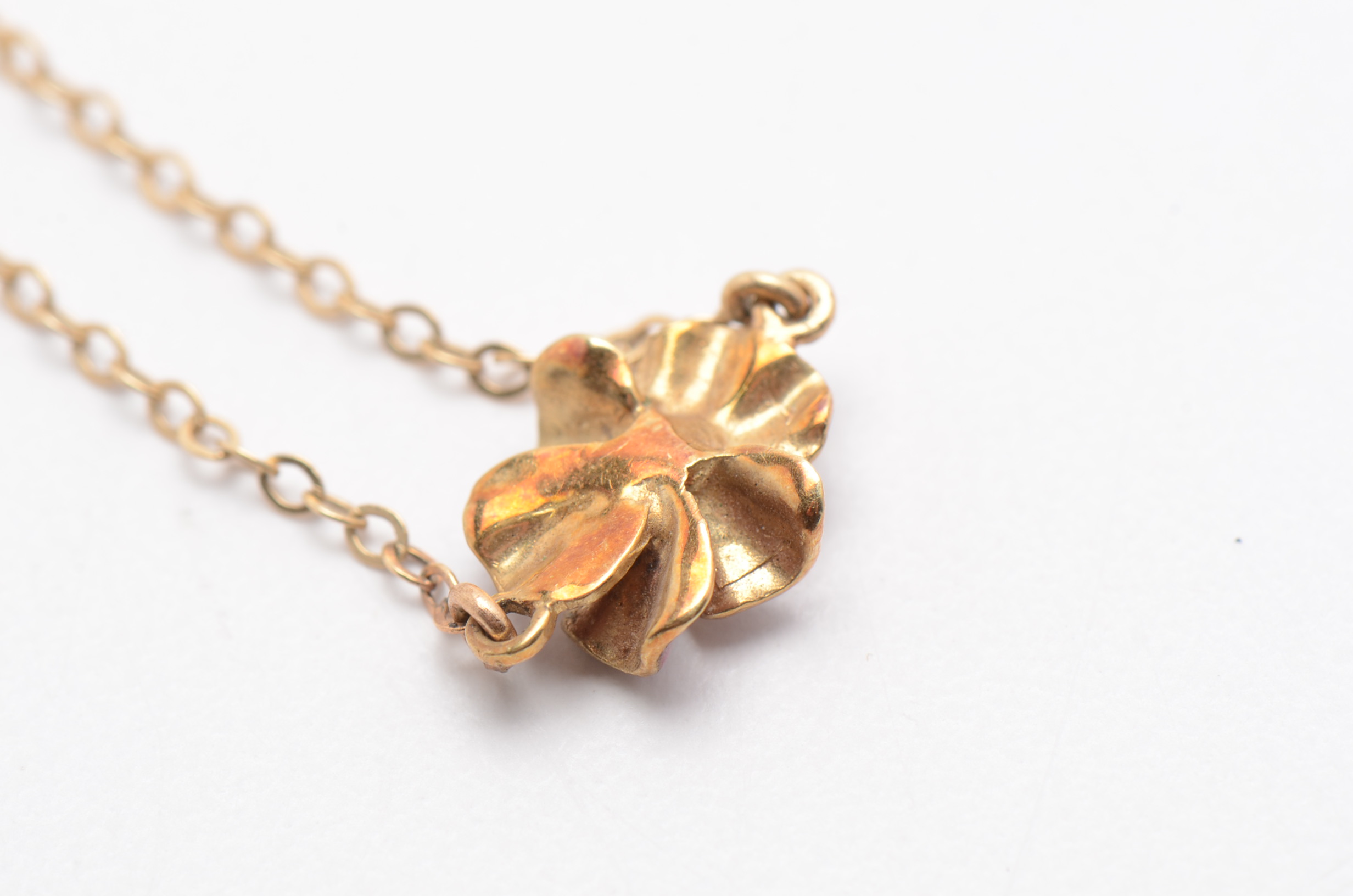14K Yellow Gold Choker with Enameled and Diamond Pansies
