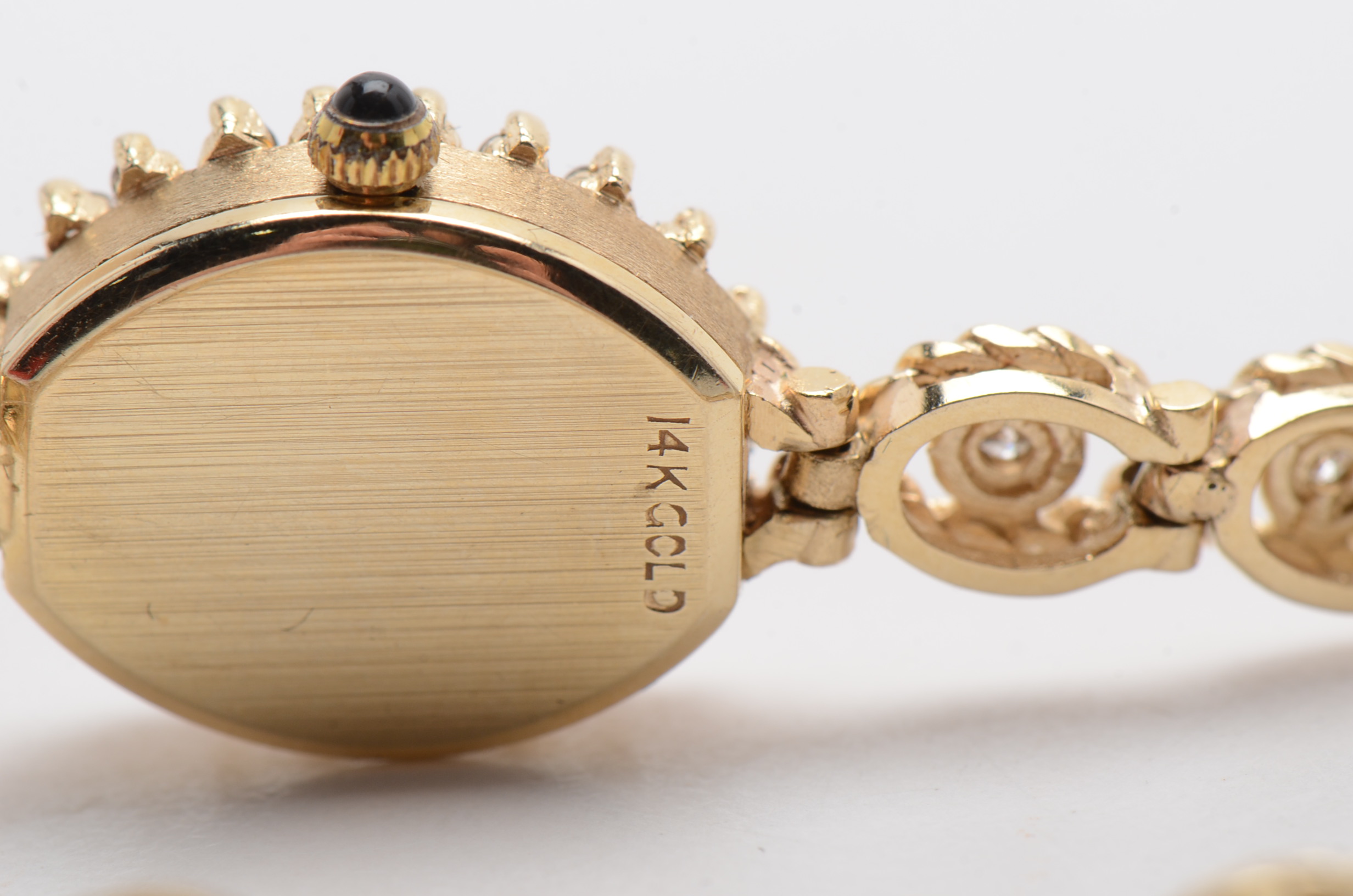 14K Yellow Gold and Diamond Dress Watch in Red Presentation Box