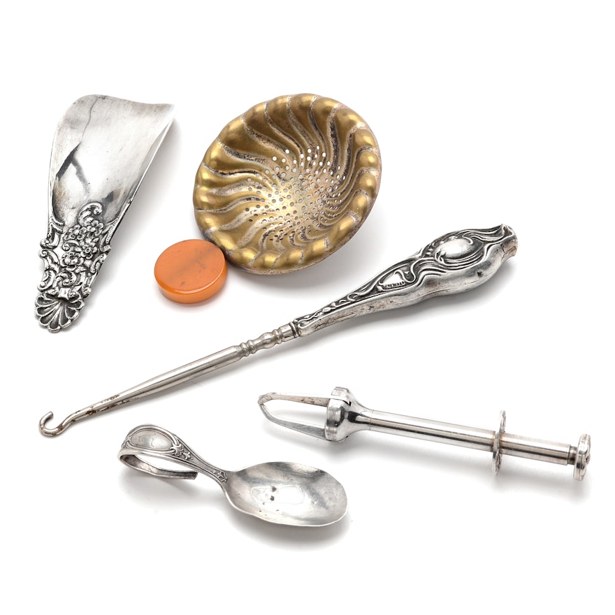 Small Sterling Silver and Other Household Implements