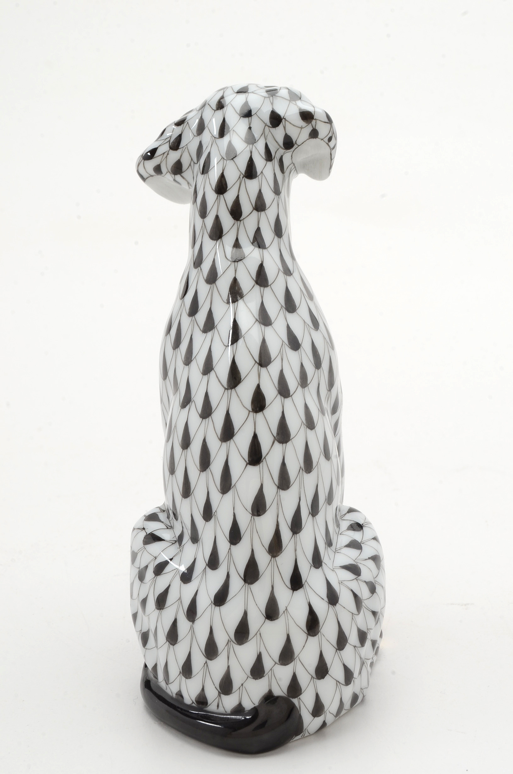Herend Porcelain Dalmatian Figurine in Black Fishnet