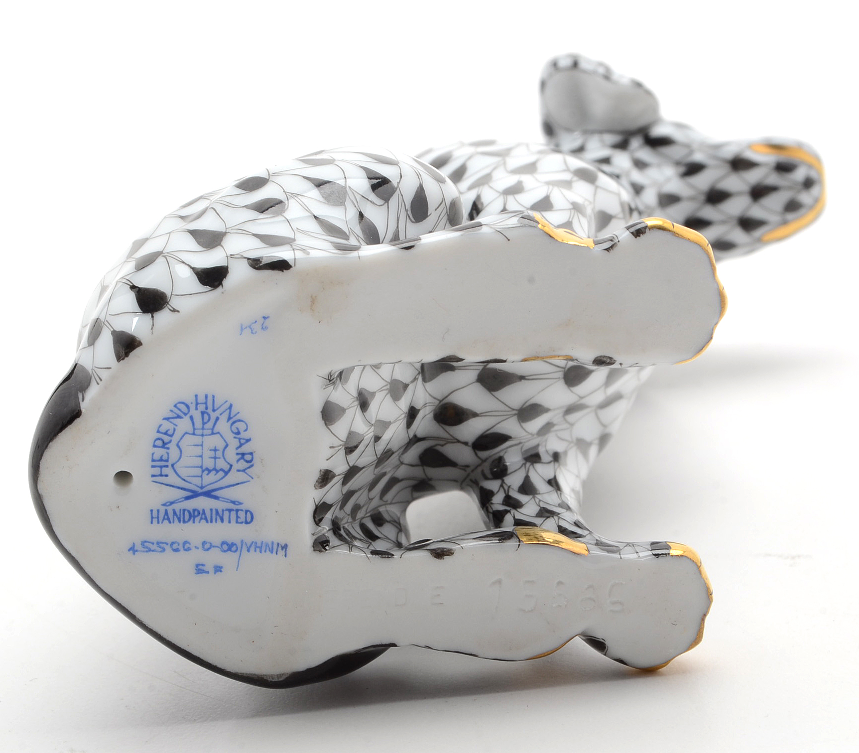 Herend Porcelain Dalmatian Figurine in Black Fishnet