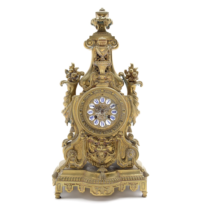 Circa 1855 French Vincenti & Cie. Medaille D' Argent Gilt Bronze Mantle Clock