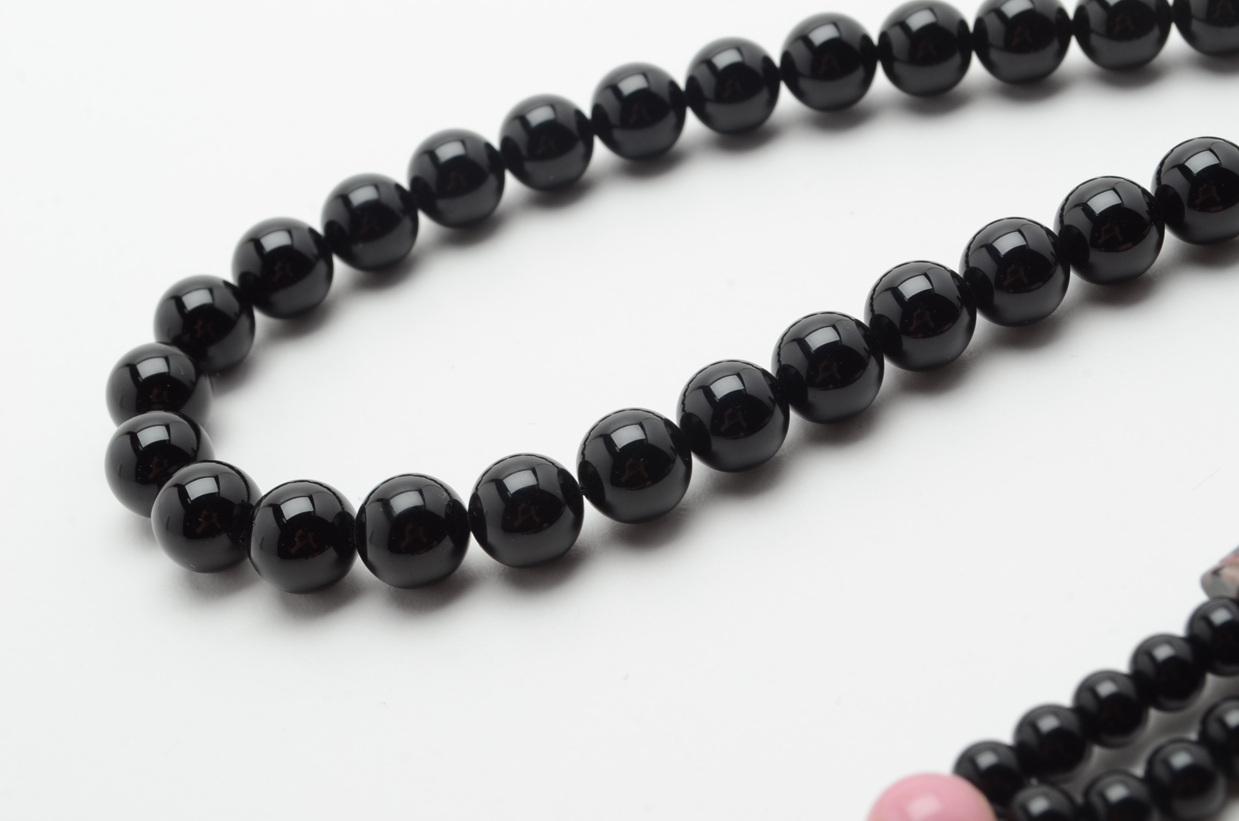 Onyx and Pink Rhodonite Beaded Necklace