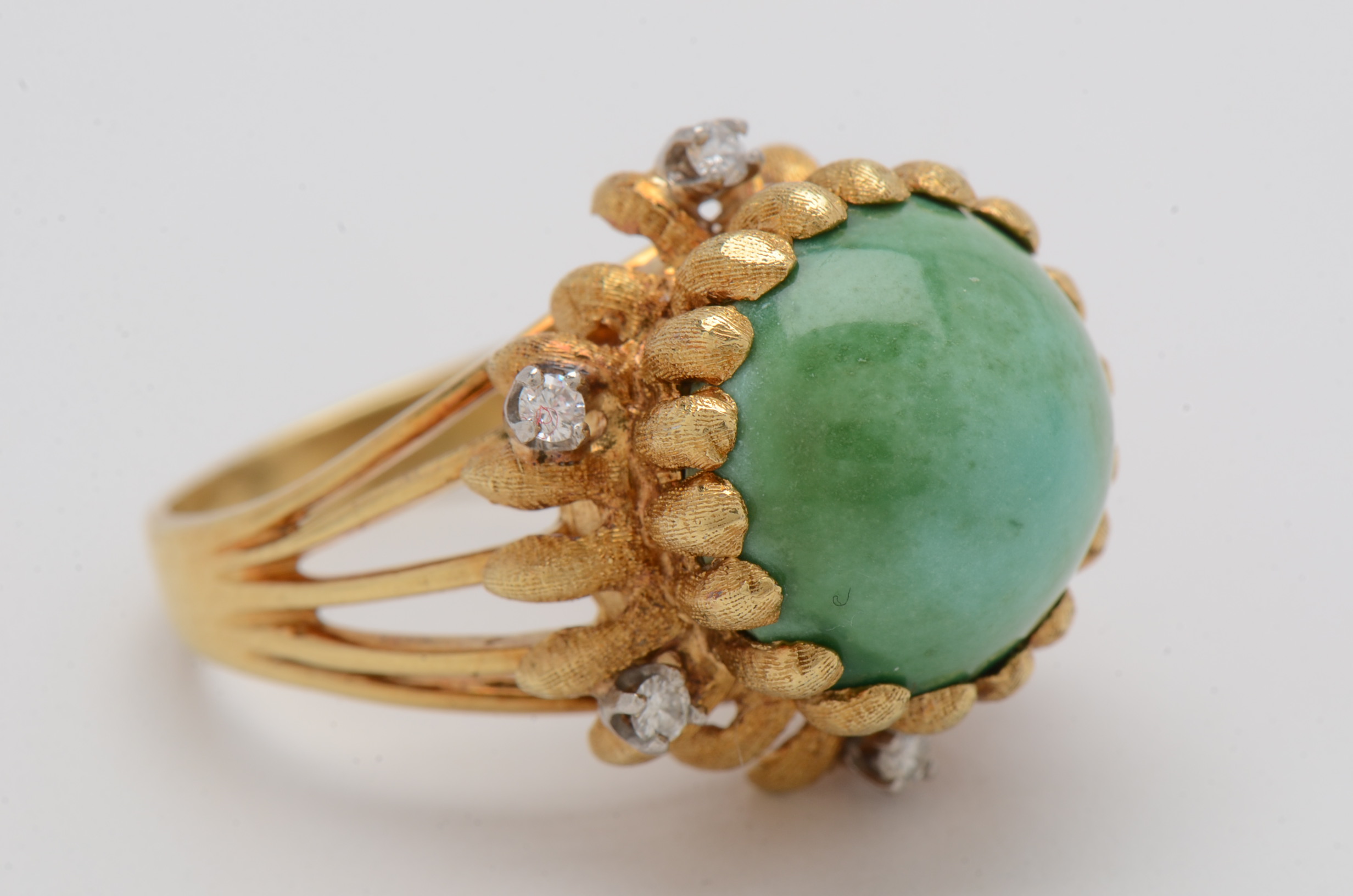Cellino Italy 18K Yellow Gold Cocktail Ring with Turquoise and Diamonds