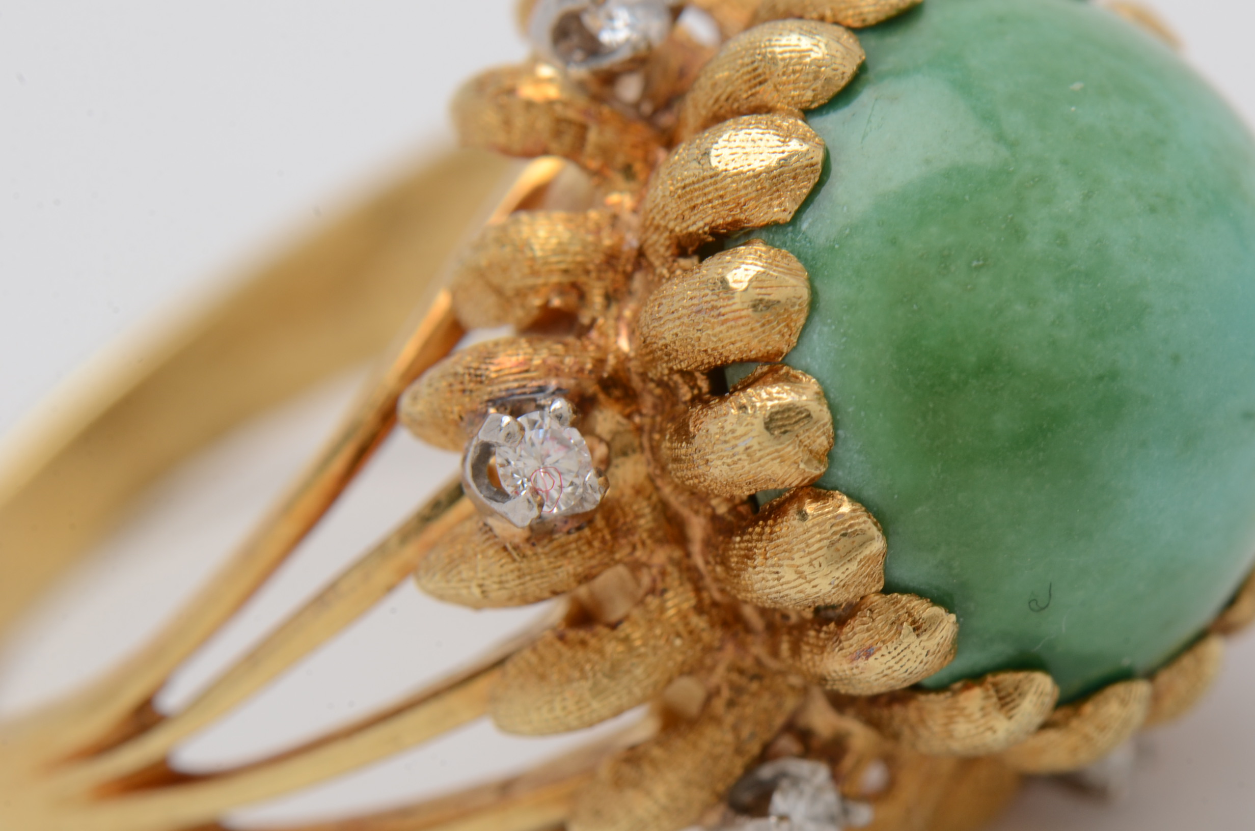 Cellino Italy 18K Yellow Gold Cocktail Ring with Turquoise and Diamonds