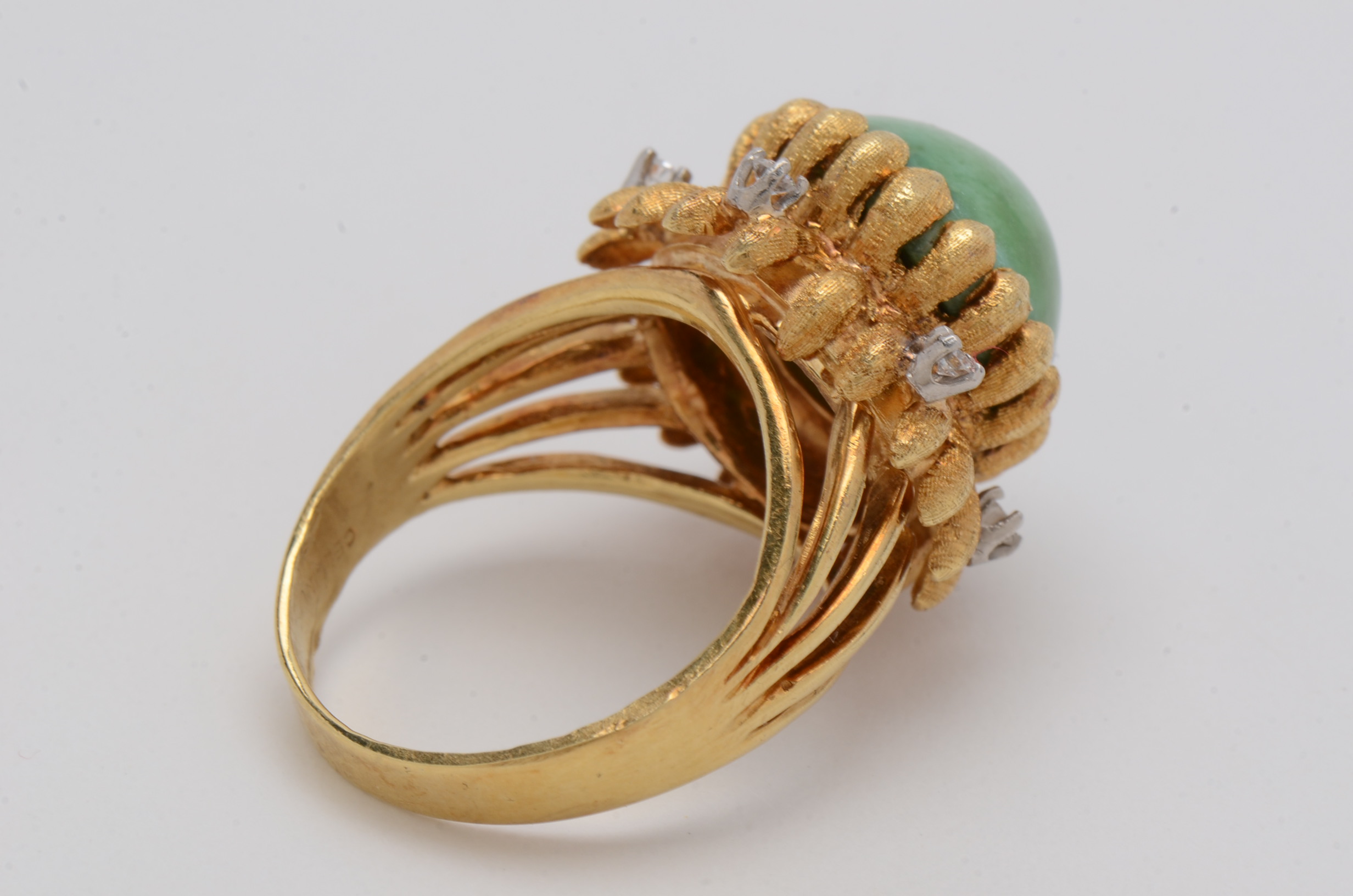 Cellino Italy 18K Yellow Gold Cocktail Ring with Turquoise and Diamonds