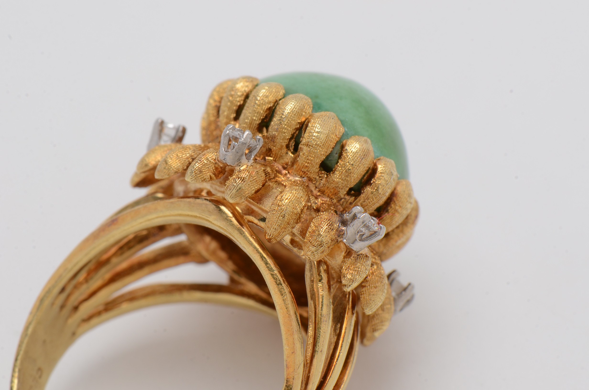 Cellino Italy 18K Yellow Gold Cocktail Ring with Turquoise and Diamonds