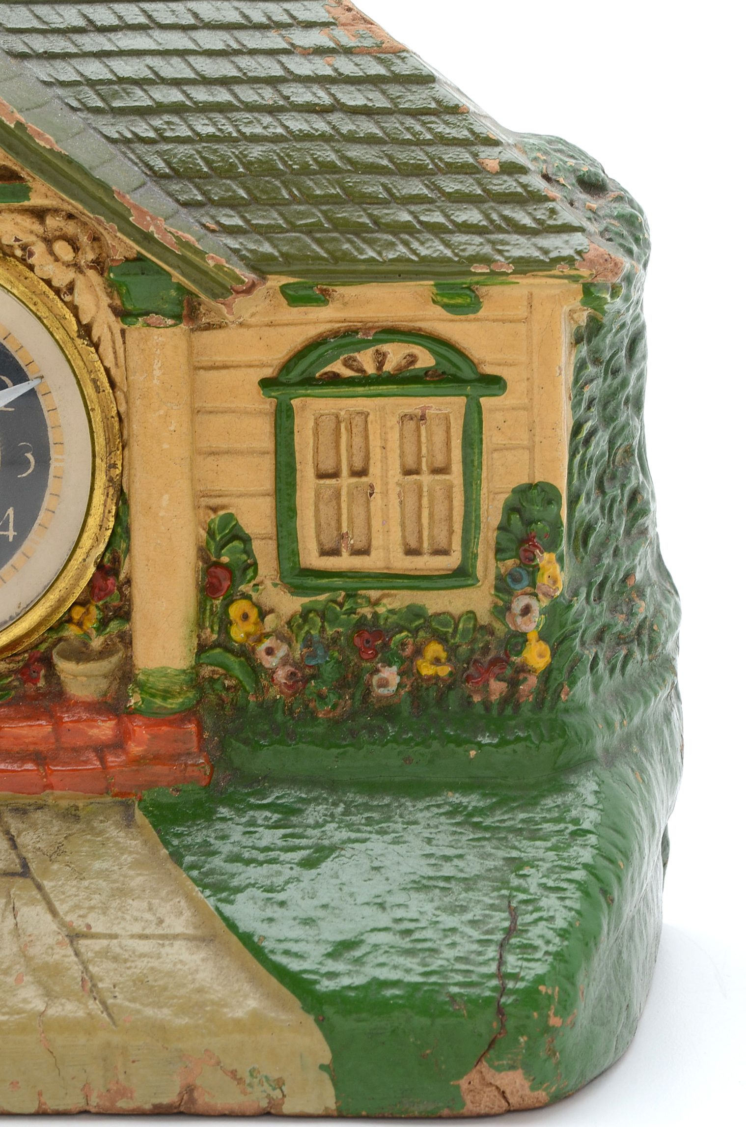 Art Deco Novelty "Bungalow" Wood Clock by The DeLuxe Clock Co.