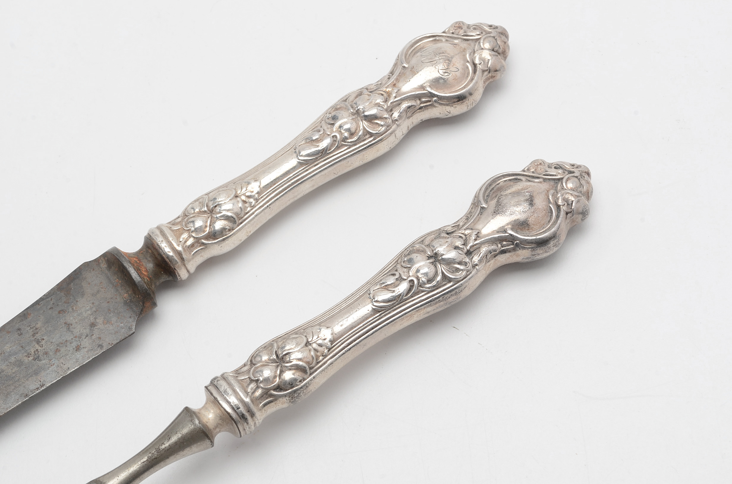 R. Wallace & Sons Carving Knife and Fork with Sterling Handles