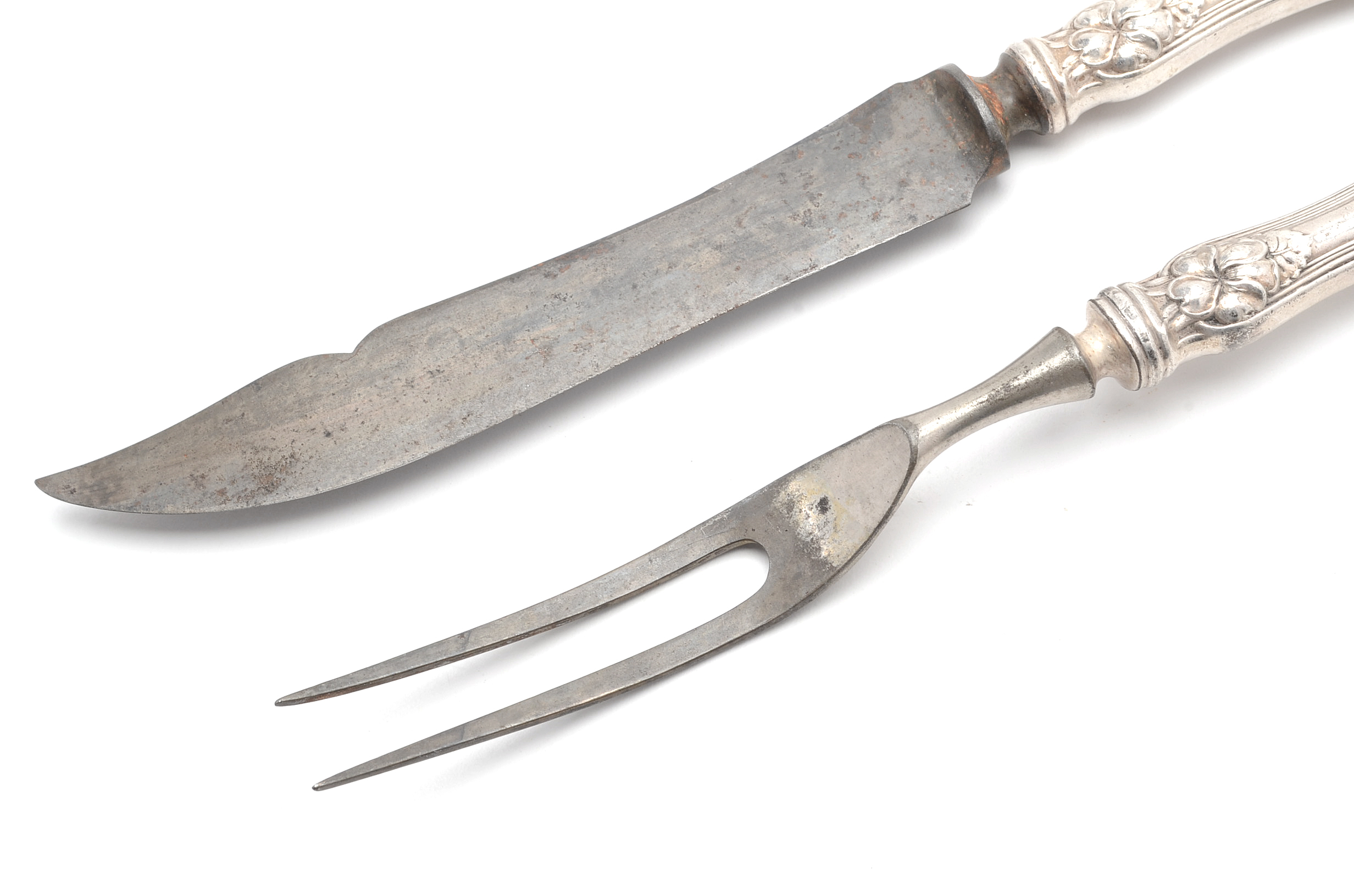 R. Wallace & Sons Carving Knife and Fork with Sterling Handles