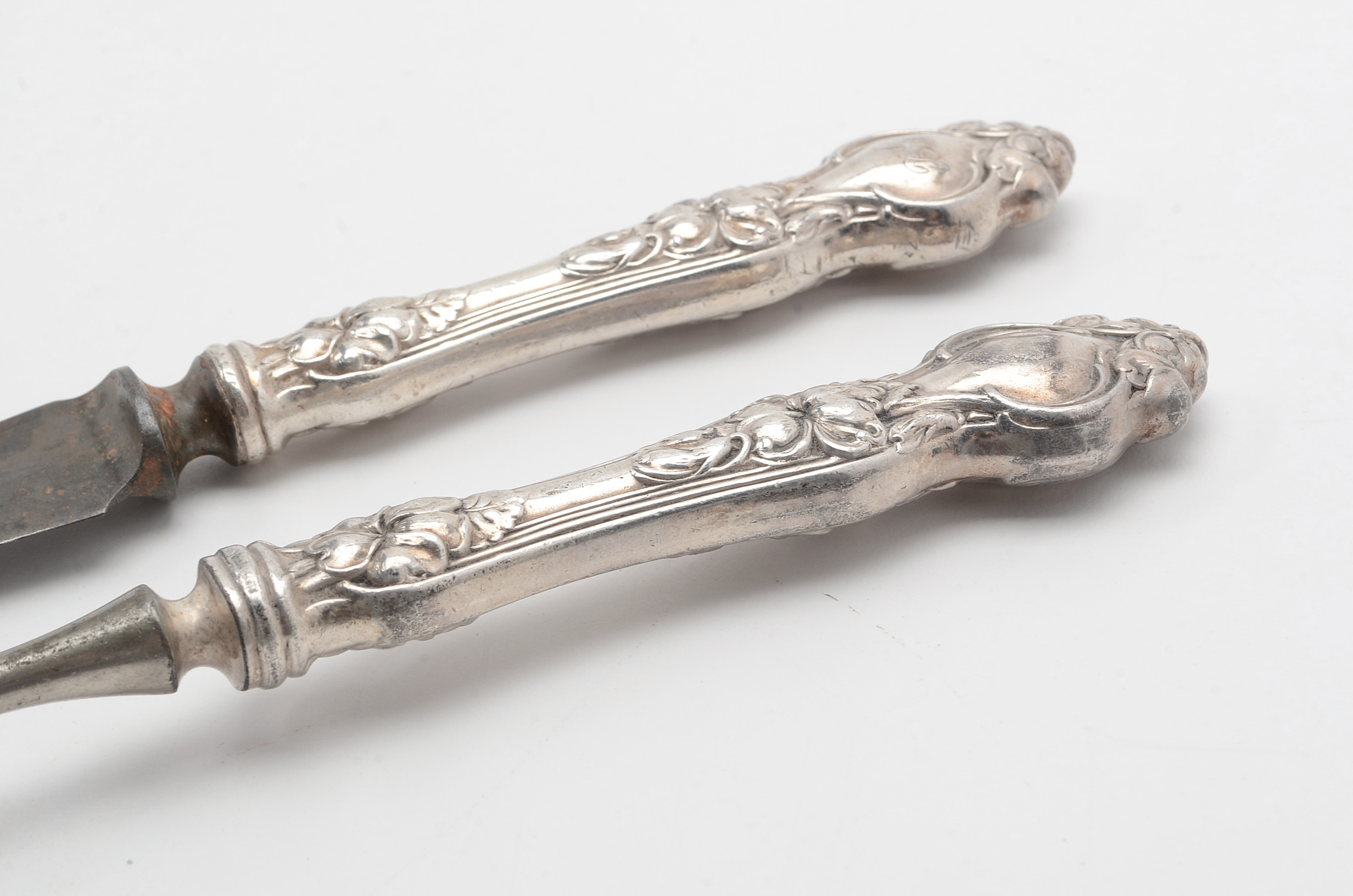 R. Wallace & Sons Carving Knife and Fork with Sterling Handles