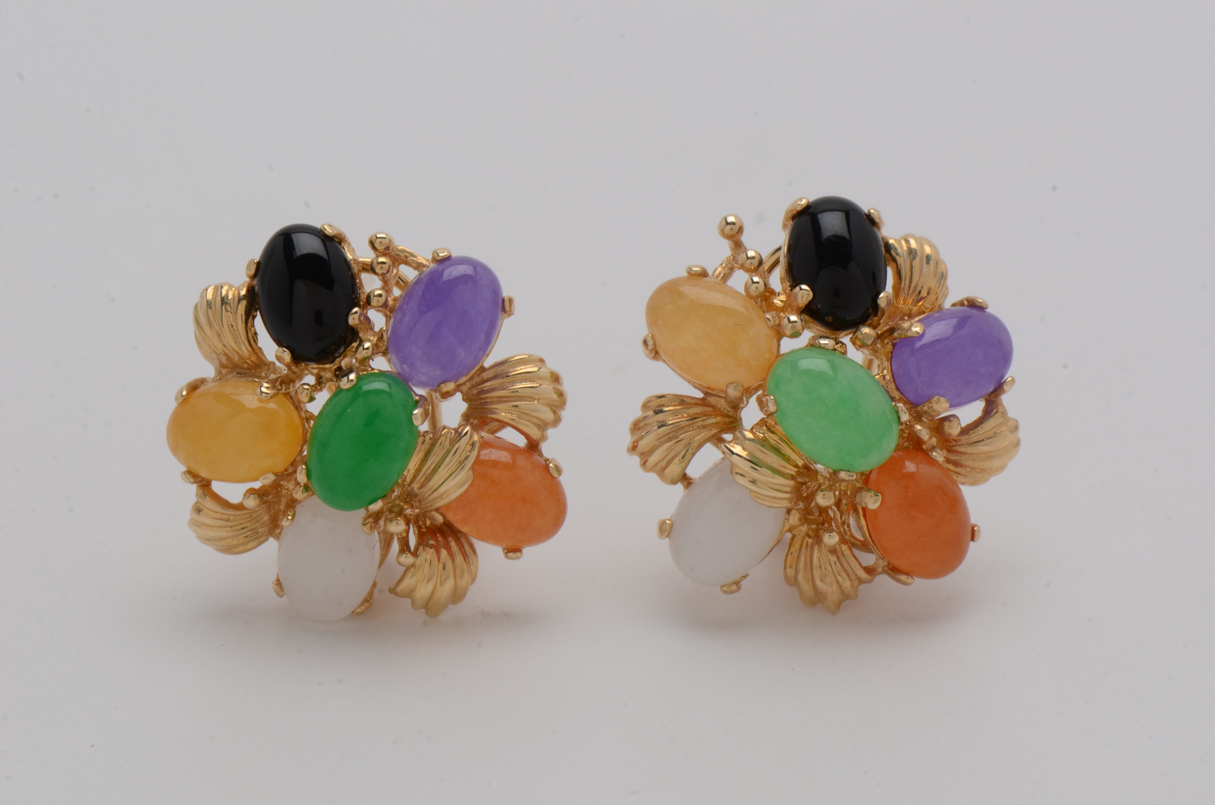 Gump's 14K Yellow Gold Tutti-Frutti Ring and Earrings with Colored Gemstones