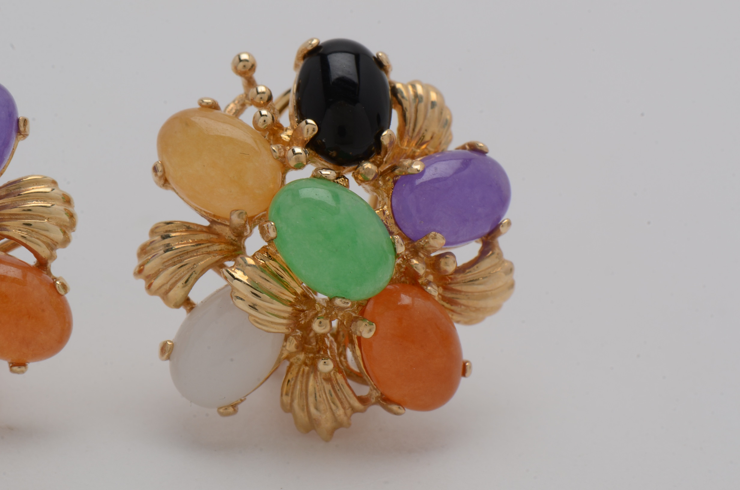 Gump's 14K Yellow Gold Tutti-Frutti Ring and Earrings with Colored Gemstones