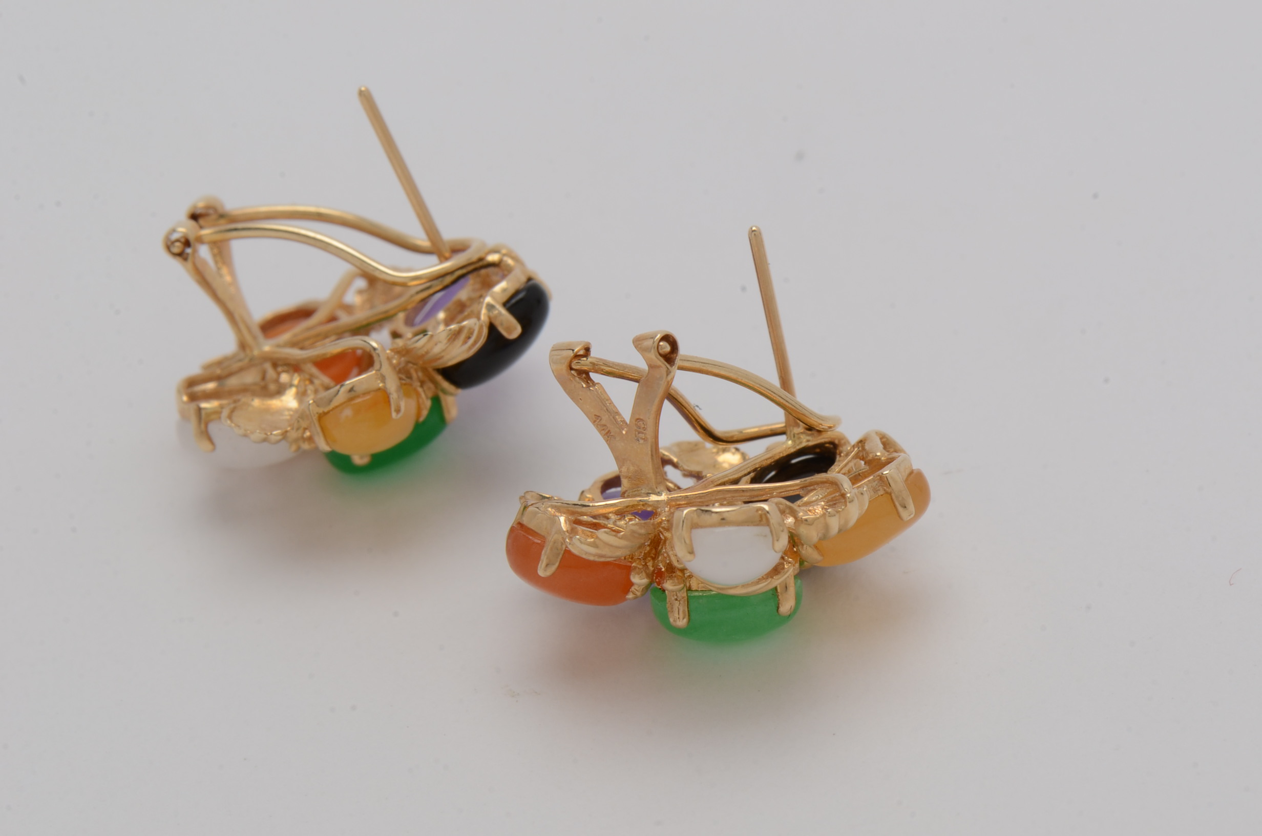 Gump's 14K Yellow Gold Tutti-Frutti Ring and Earrings with Colored Gemstones