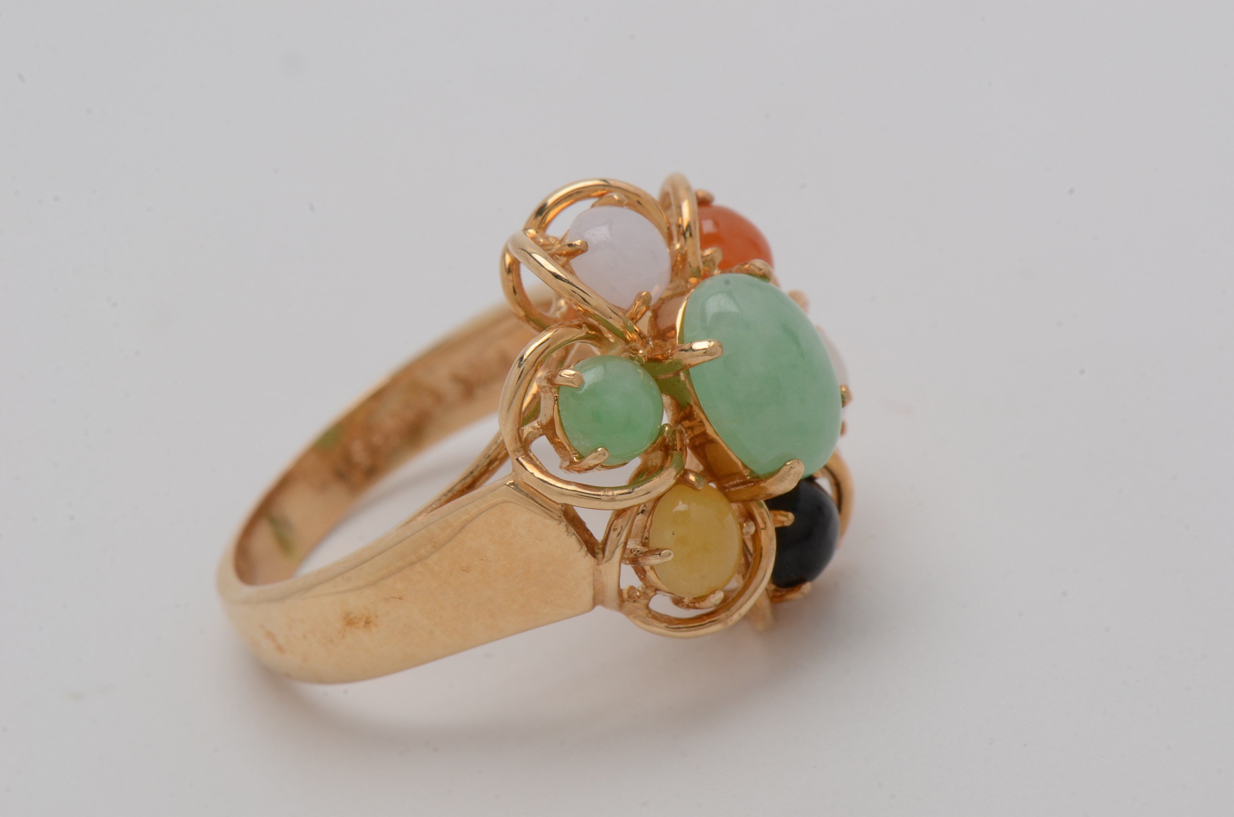 Gump's 14K Yellow Gold Tutti-Frutti Ring and Earrings with Colored Gemstones