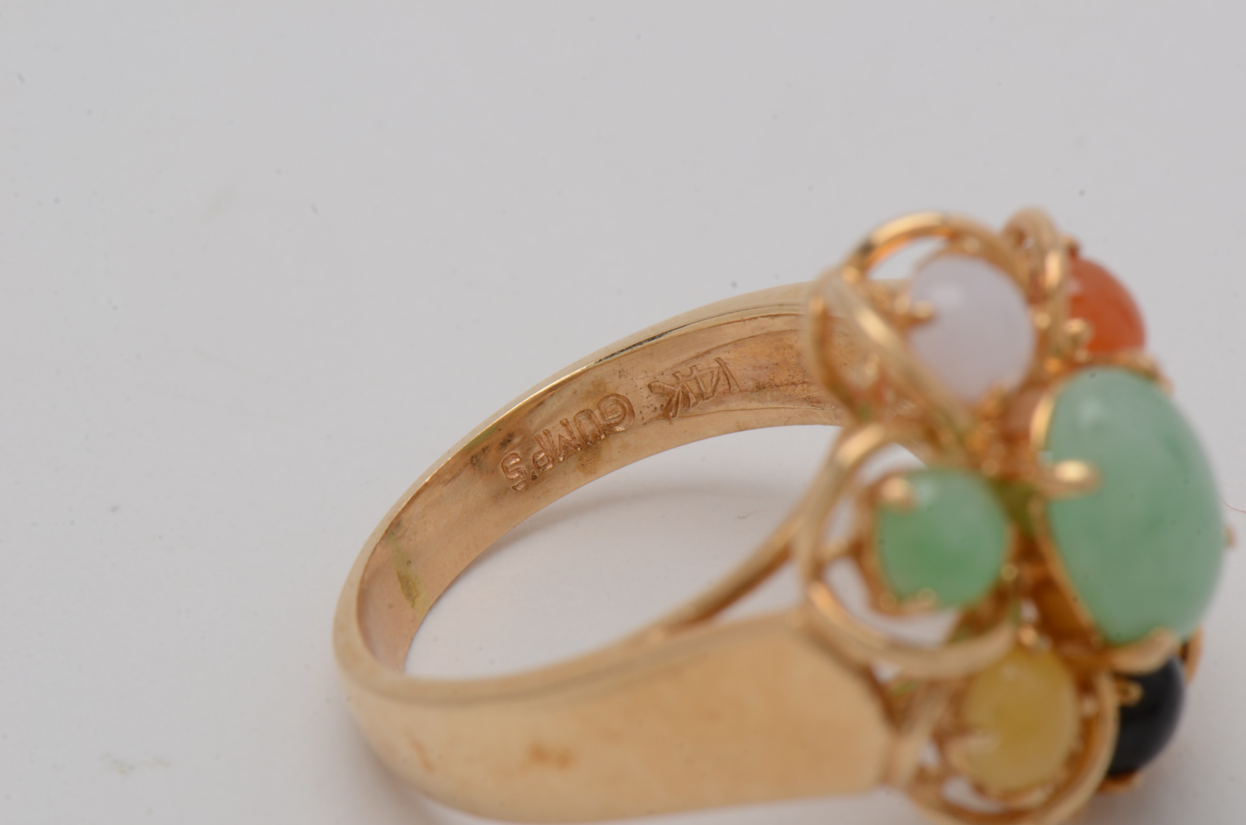 Gump's 14K Yellow Gold Tutti-Frutti Ring and Earrings with Colored Gemstones