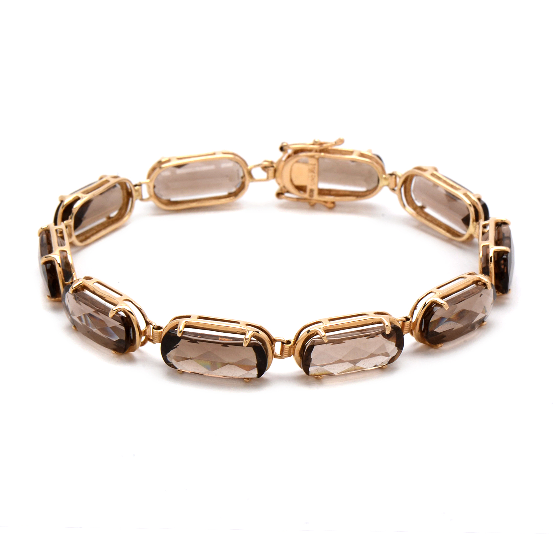 14K Yellow Gold and Smoky Quartz Bracelet