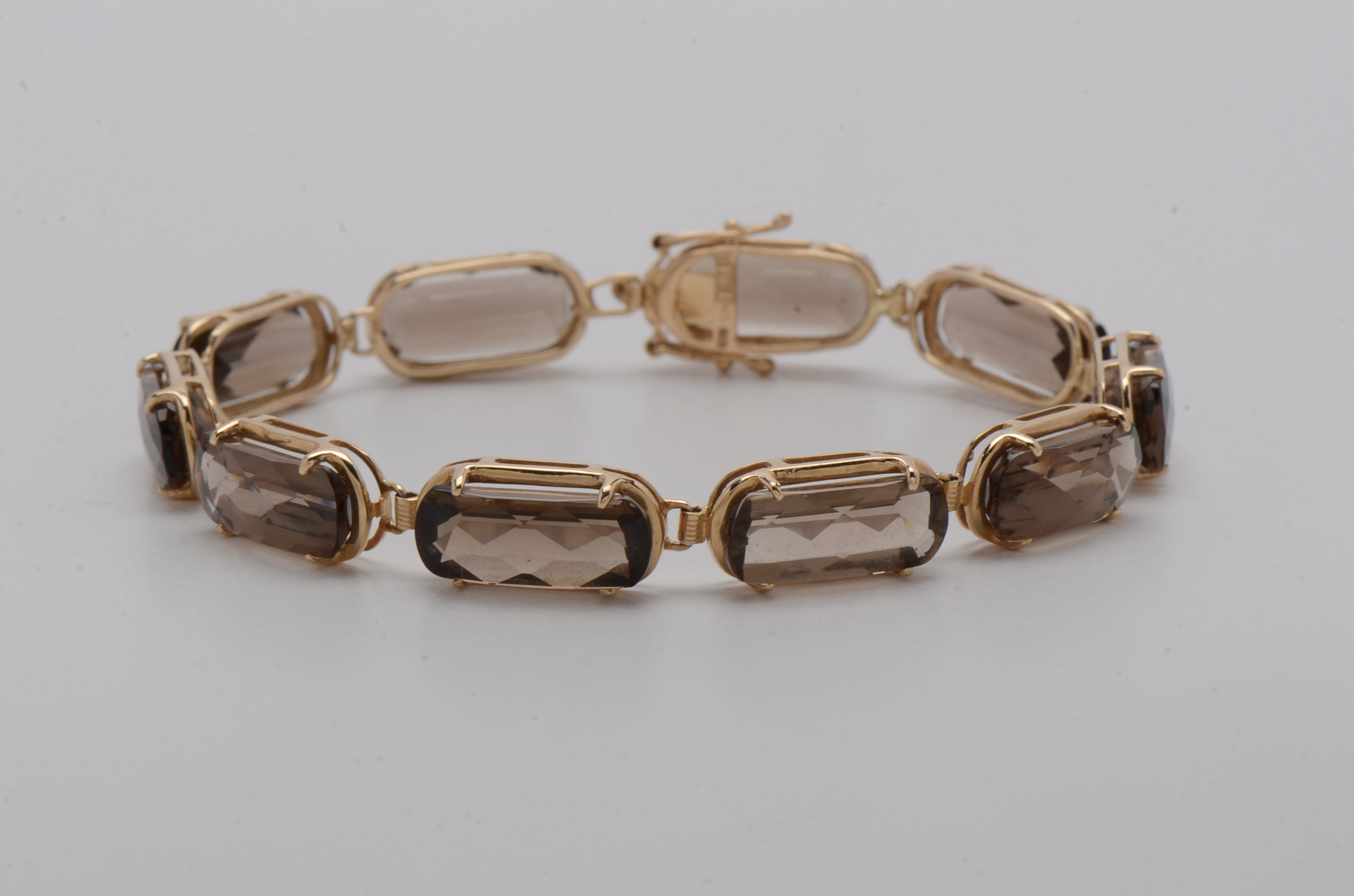 14K Yellow Gold and Smoky Quartz Bracelet
