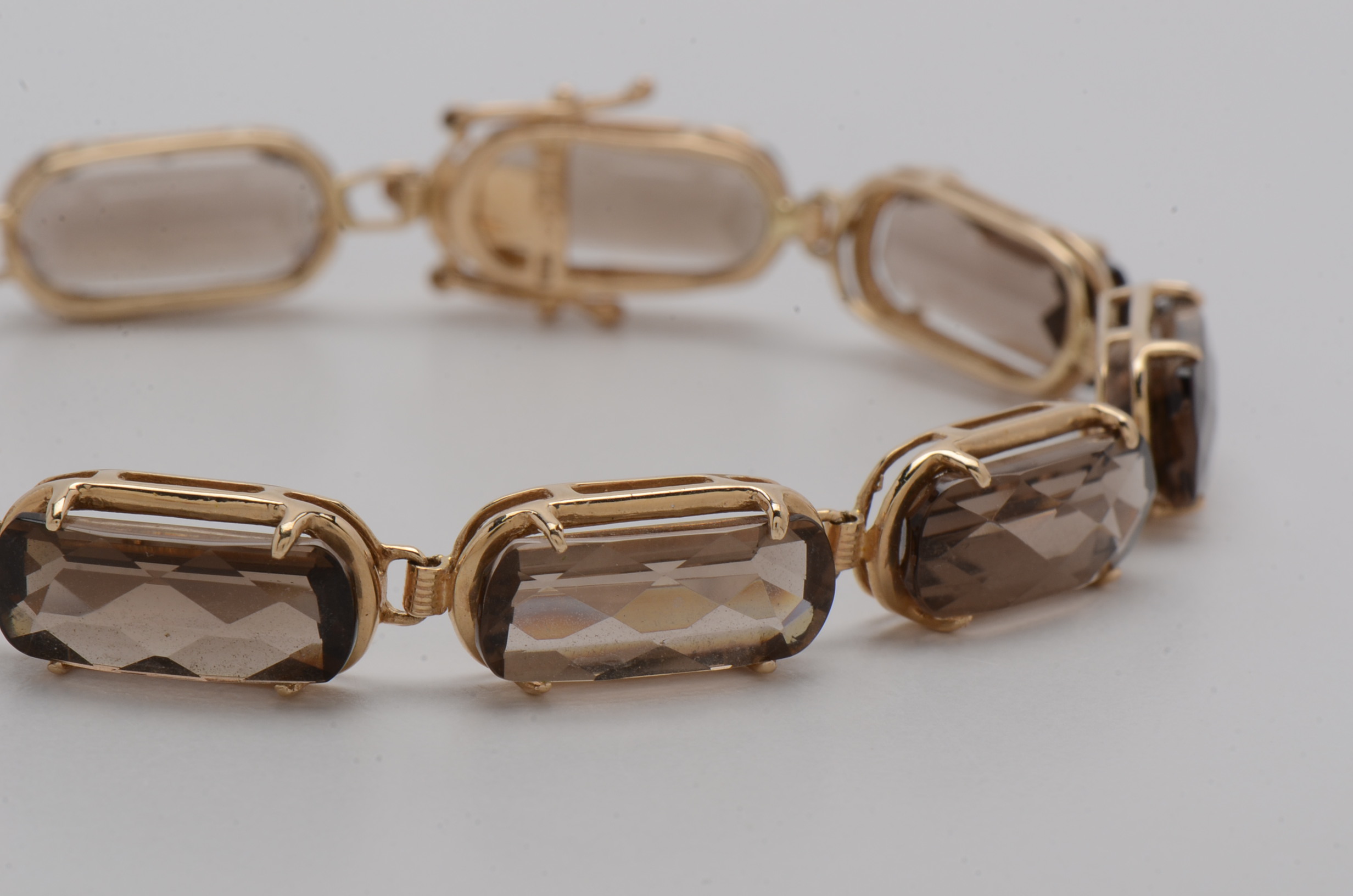 14K Yellow Gold and Smoky Quartz Bracelet