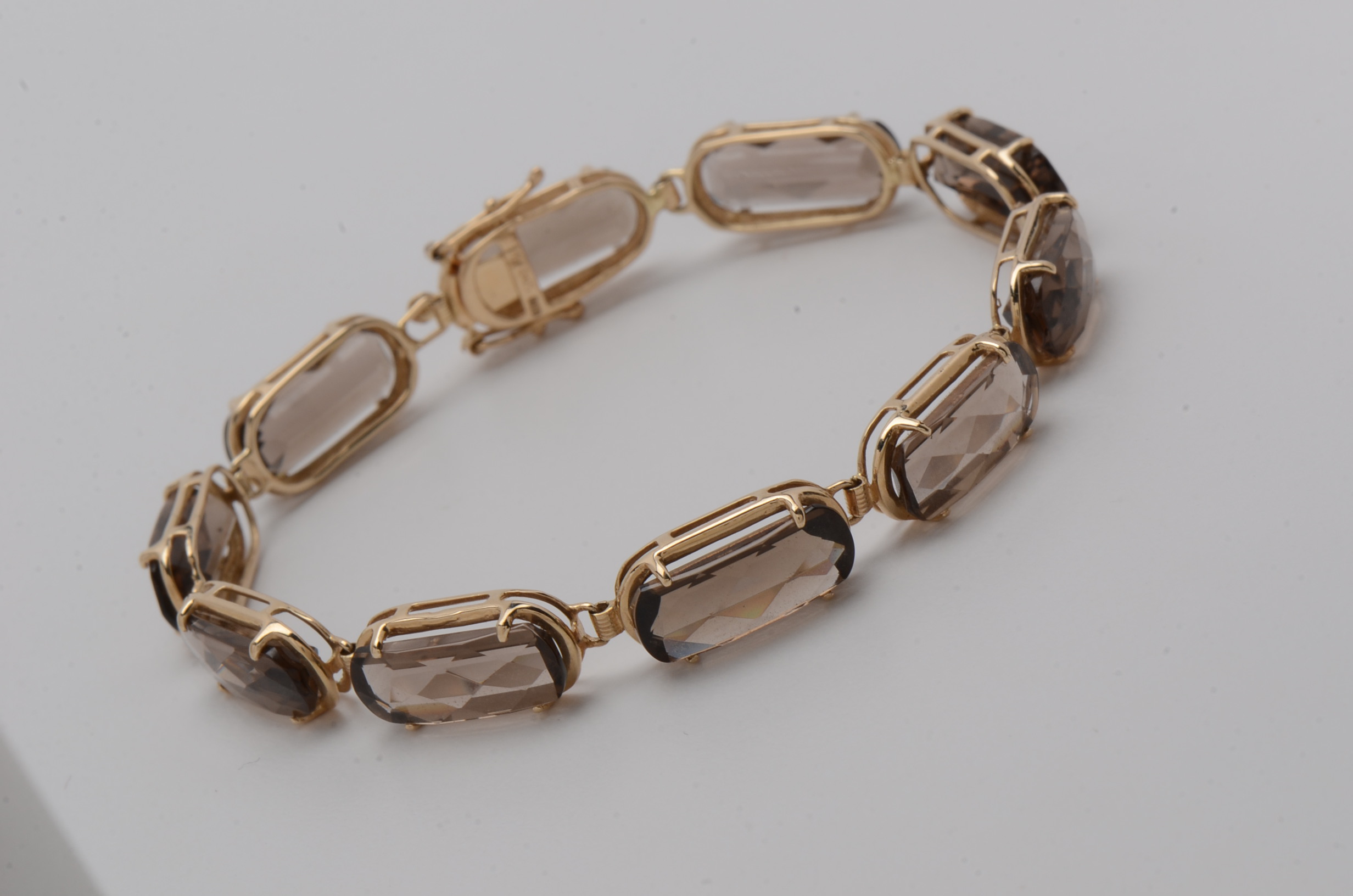 14K Yellow Gold and Smoky Quartz Bracelet