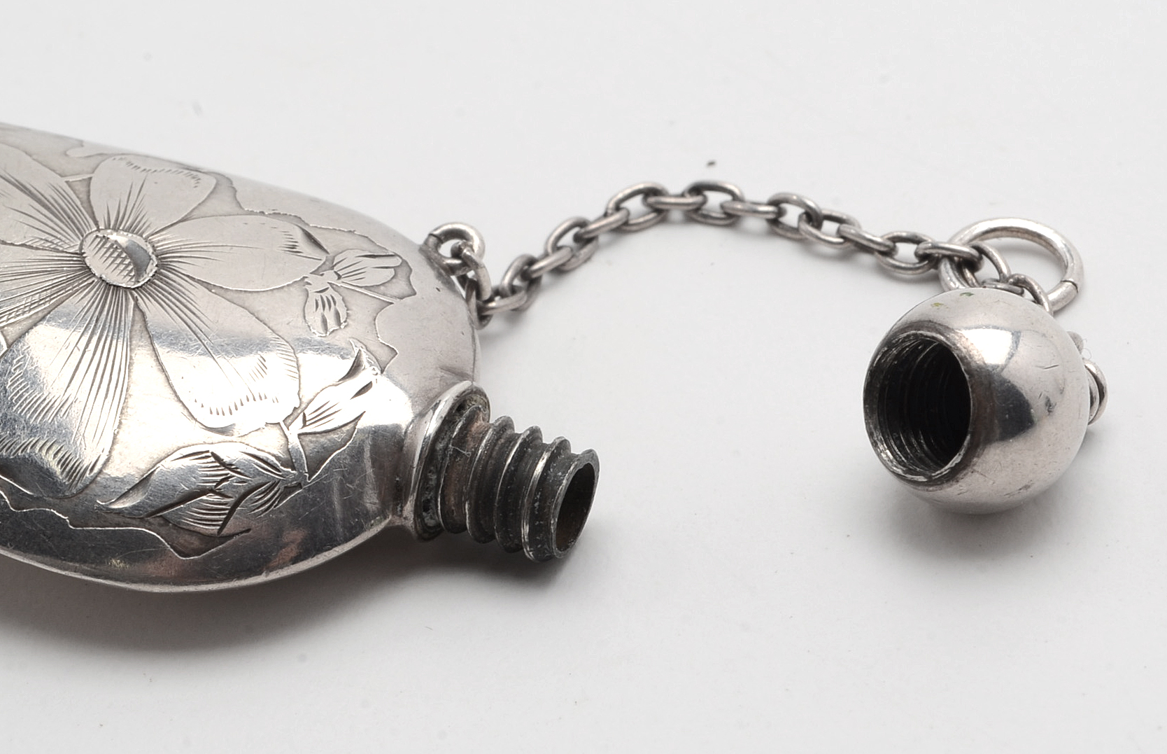 R. Wallace & Sons Sterling Silver Hand Mirror and Sterling Scent Bottle