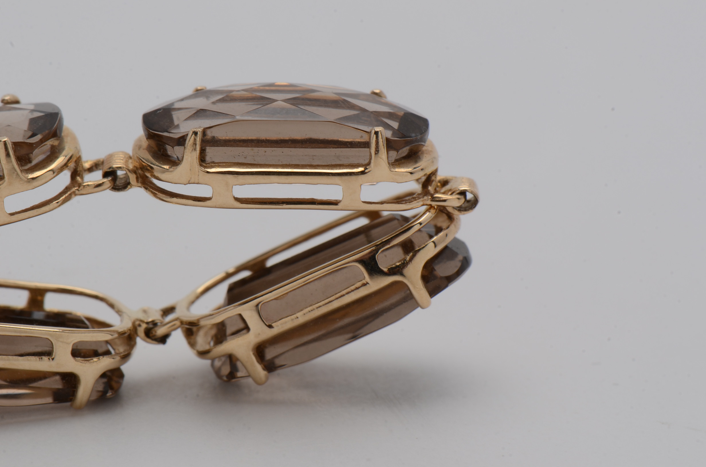 14K Yellow Gold and Smoky Quartz Bracelet