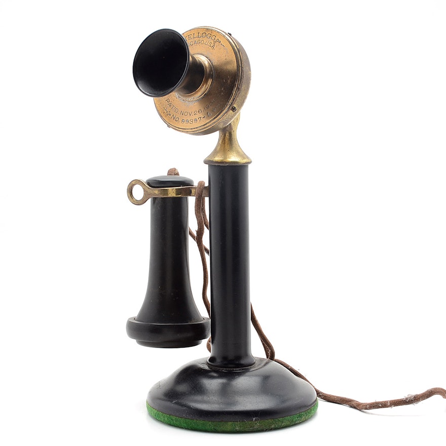 Antique Brass Candlestick Telephone
