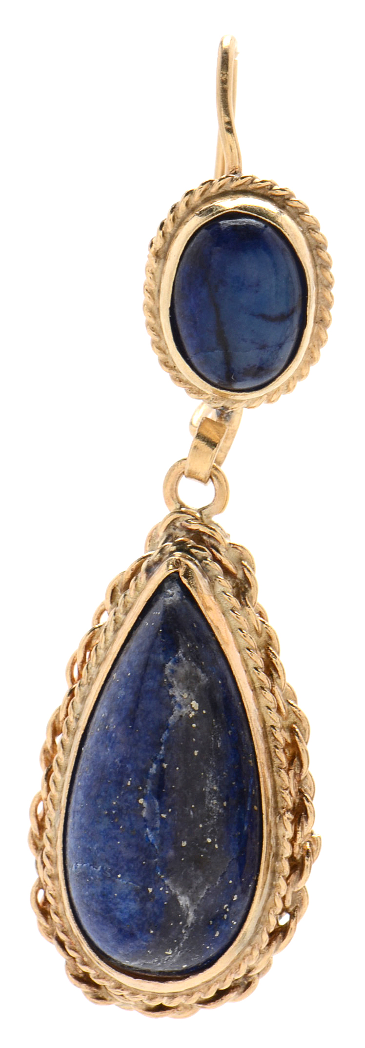 14K Yellow Gold and Lapis Lazuli Pear Drop Earrings
