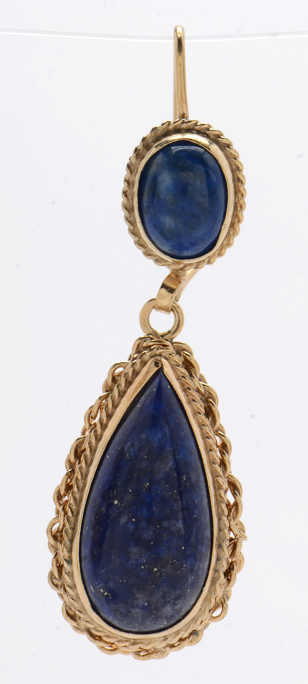 14K Yellow Gold and Lapis Lazuli Pear Drop Earrings