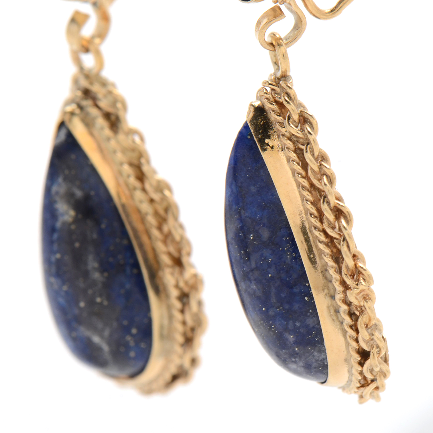 14K Yellow Gold and Lapis Lazuli Pear Drop Earrings