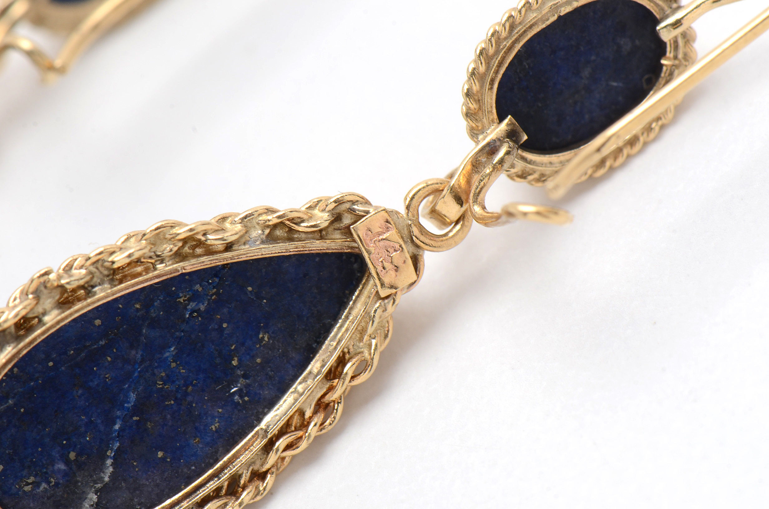 14K Yellow Gold and Lapis Lazuli Pear Drop Earrings