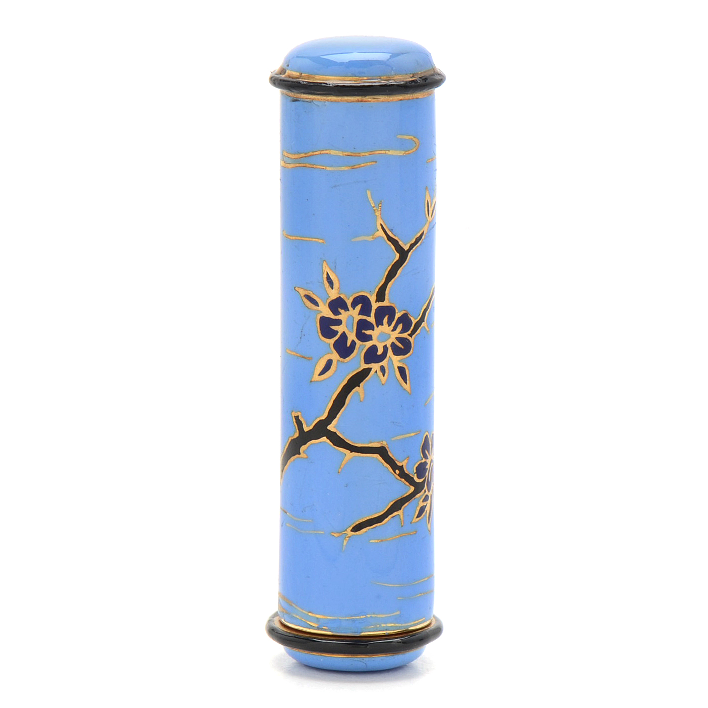 Early 20th Century 18K Yellow Gold Enameled Lipstick Tube from France