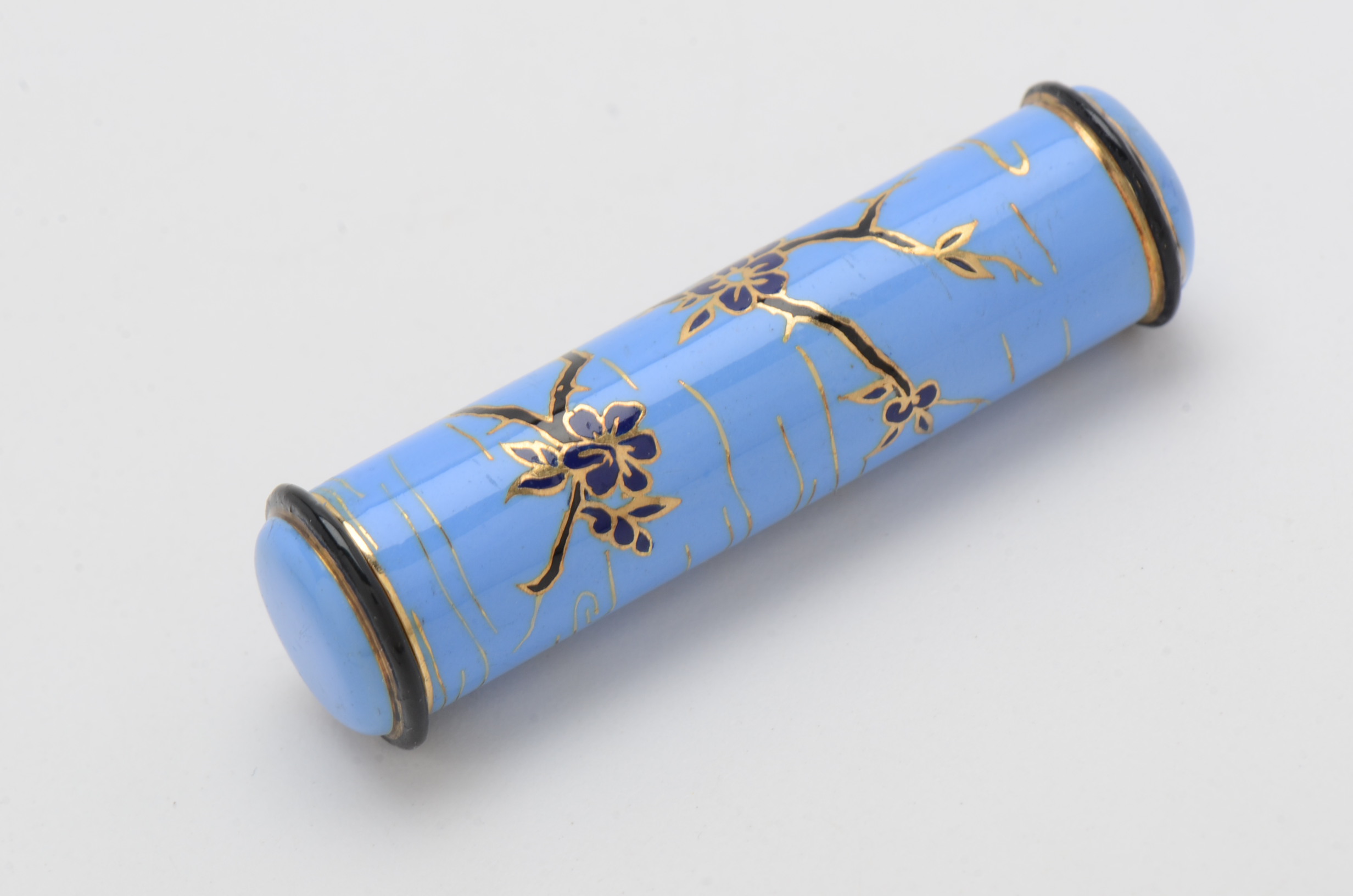 Early 20th Century 18K Yellow Gold Enameled Lipstick Tube from France