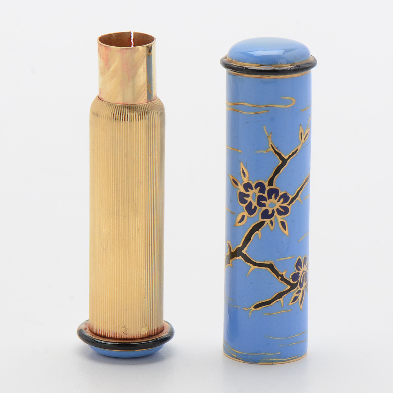 Early 20th Century 18K Yellow Gold Enameled Lipstick Tube from France