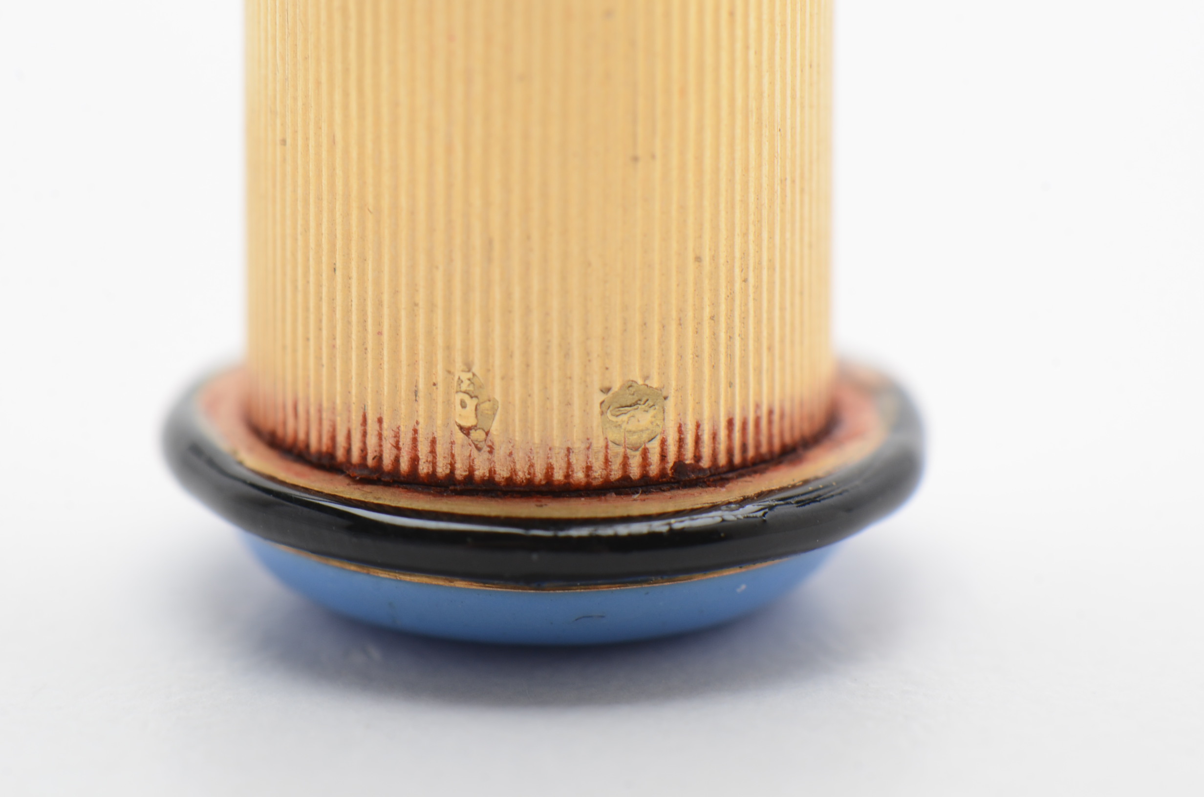 Early 20th Century 18K Yellow Gold Enameled Lipstick Tube from France