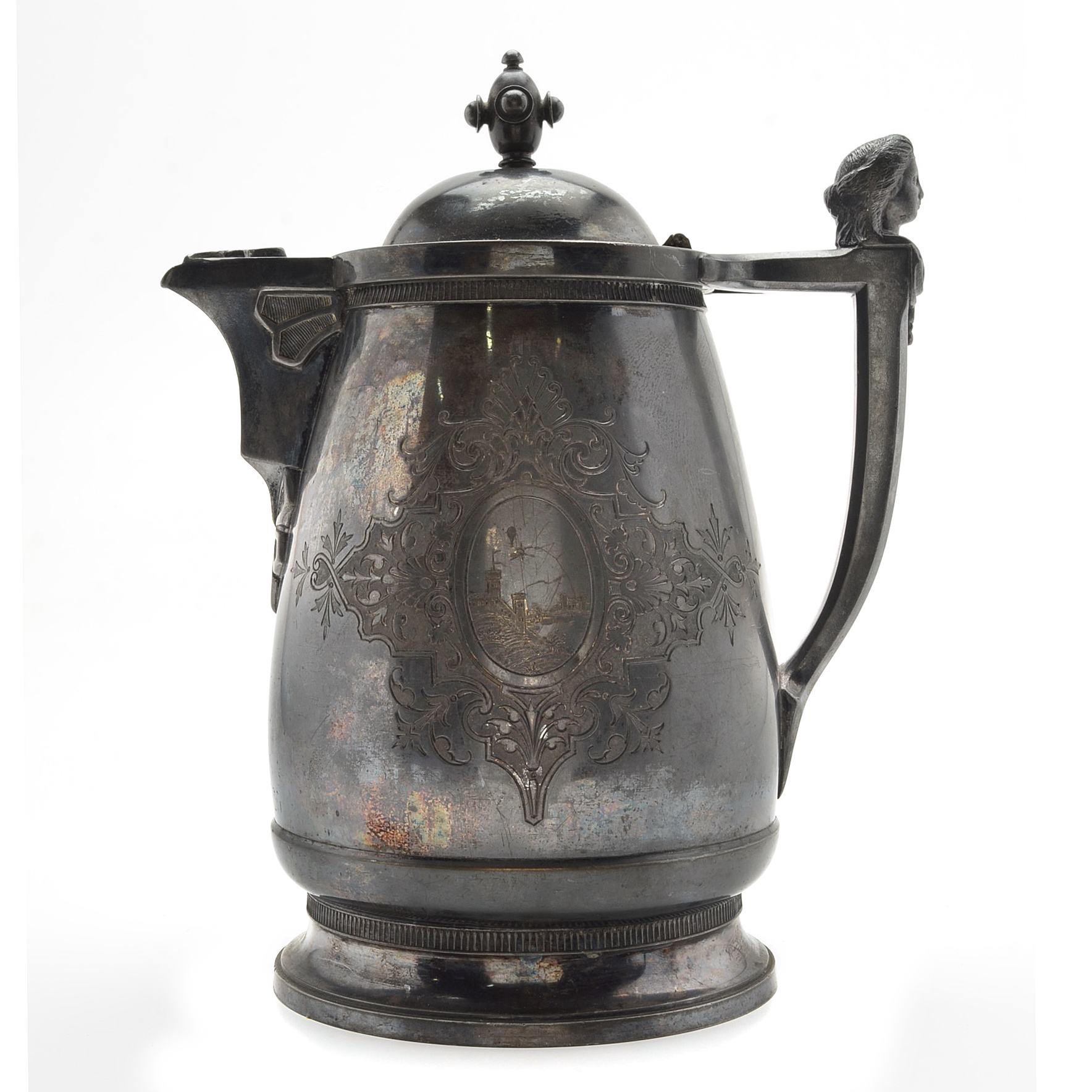 19th Century Simpson Hall Miller & Co. Silver Plate Insulated Ice Water Pitcher