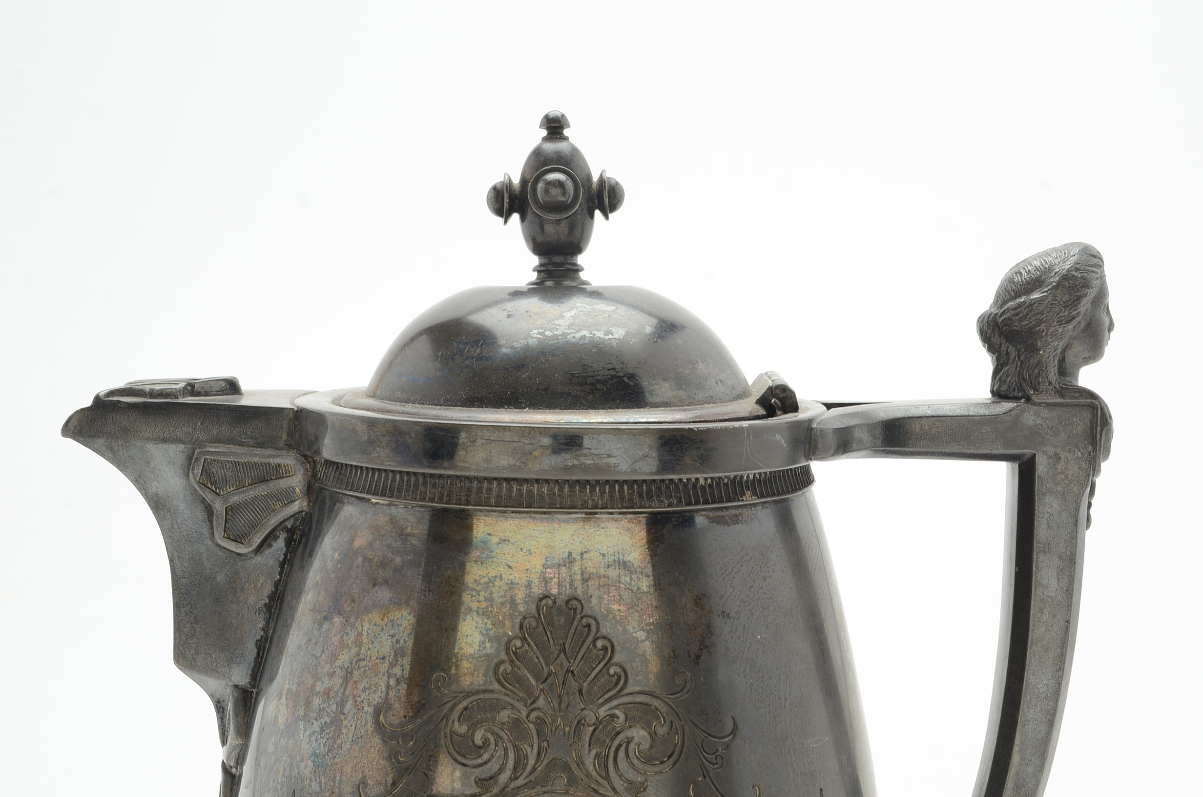 19th Century Simpson Hall Miller & Co. Silver Plate Insulated Ice Water Pitcher