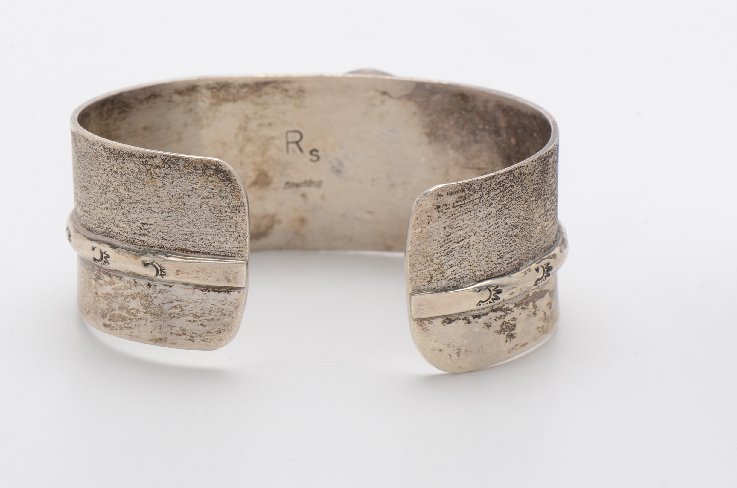 Sterling Silver Spider Web Turquoise  Cuff Bracelet