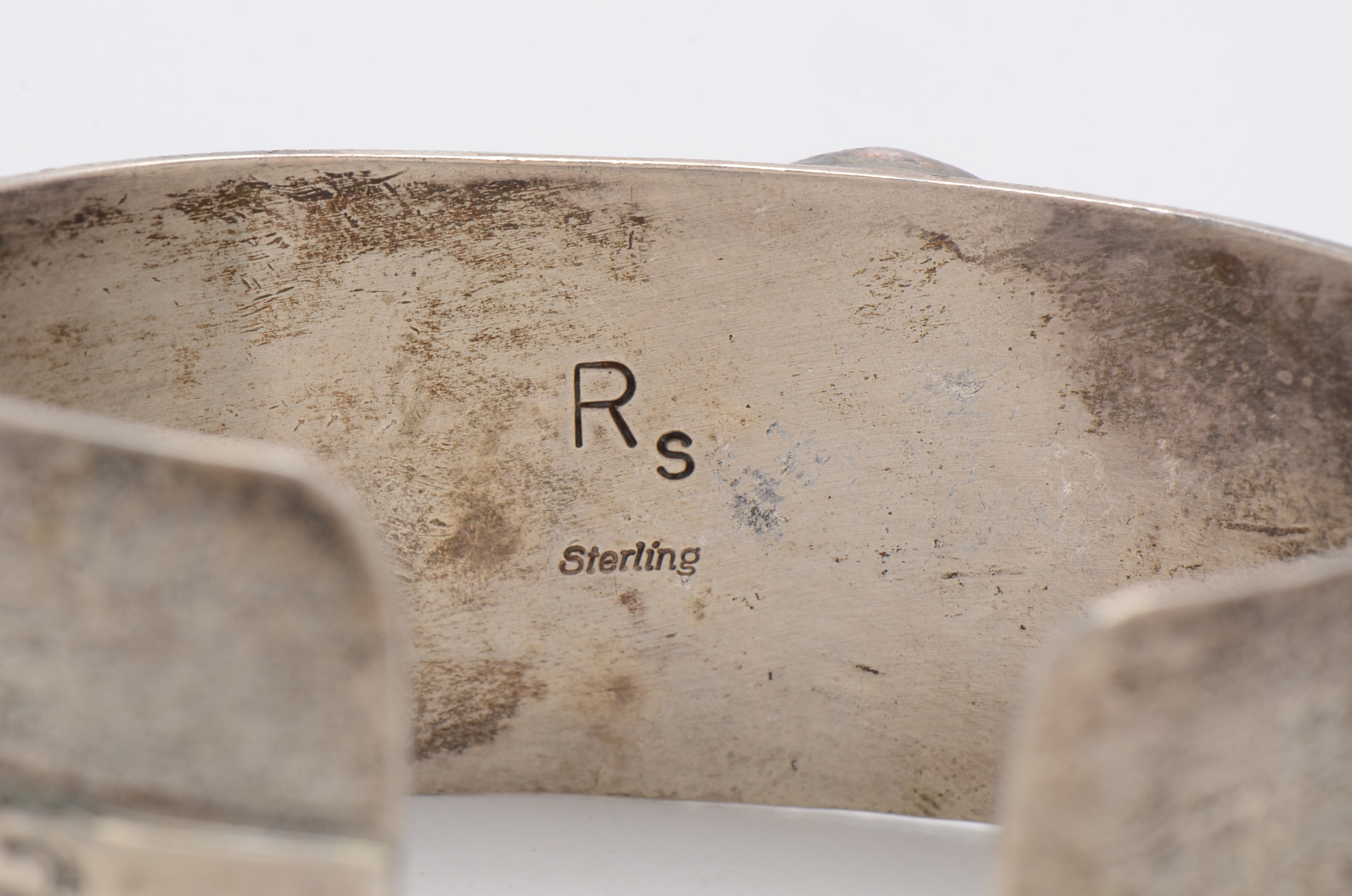 Sterling Silver Spider Web Turquoise  Cuff Bracelet