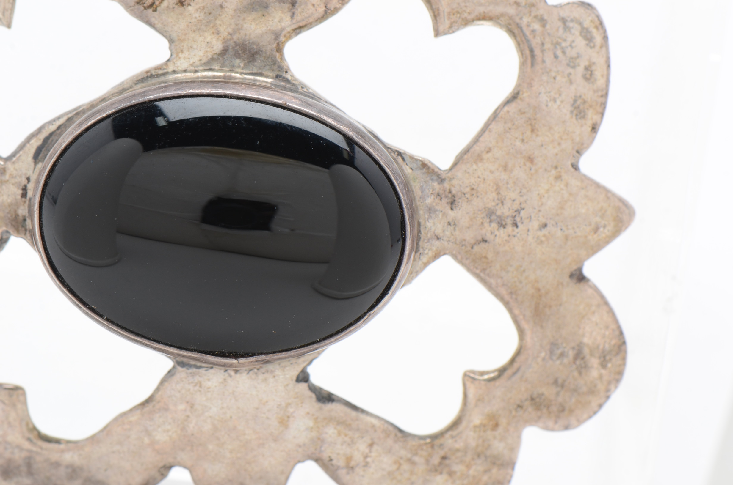 Sterling Silver Black Onyx Brooch